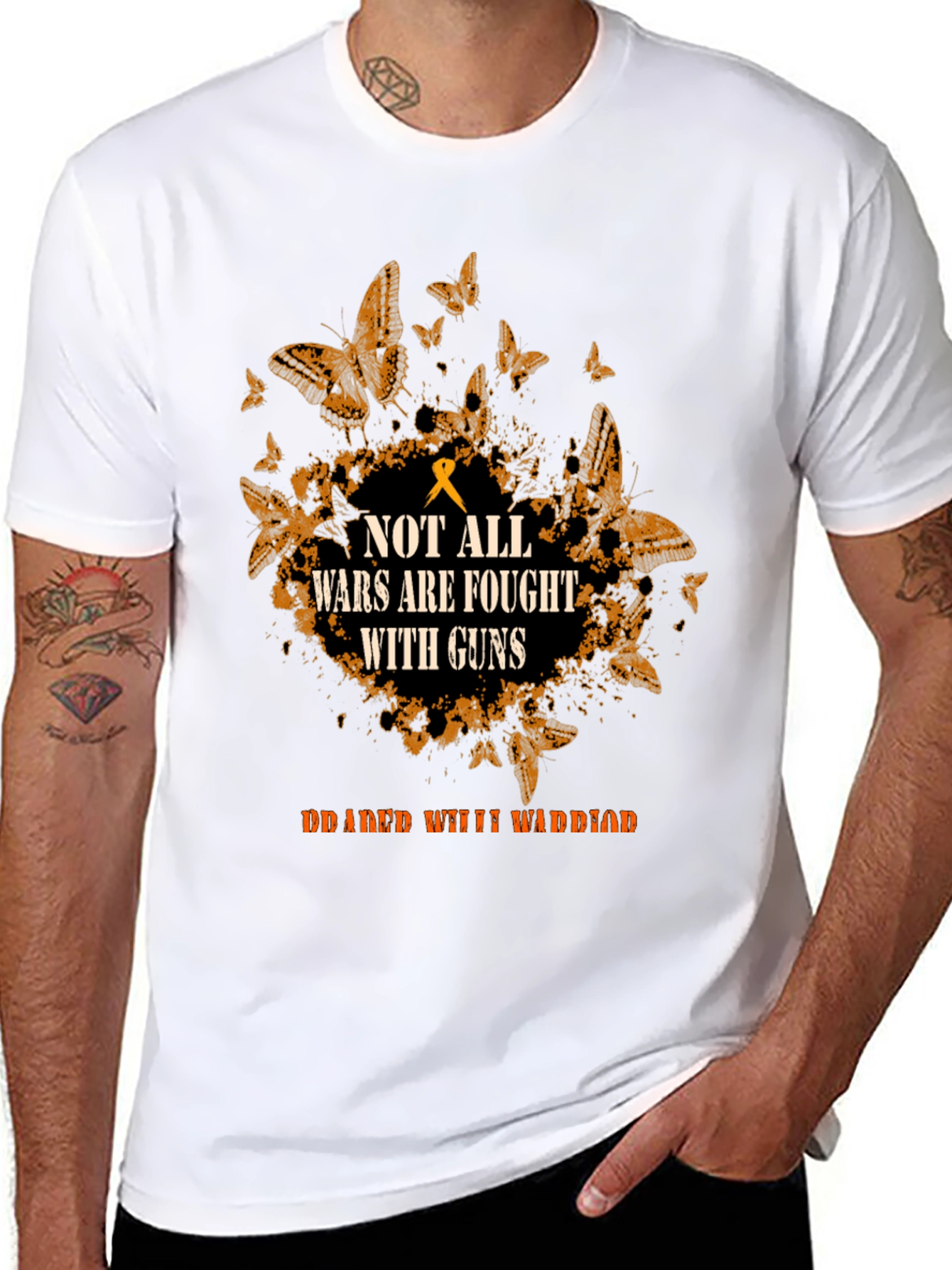 Black Not All Wars are Fought with Guns Black Graphic Tee view 8