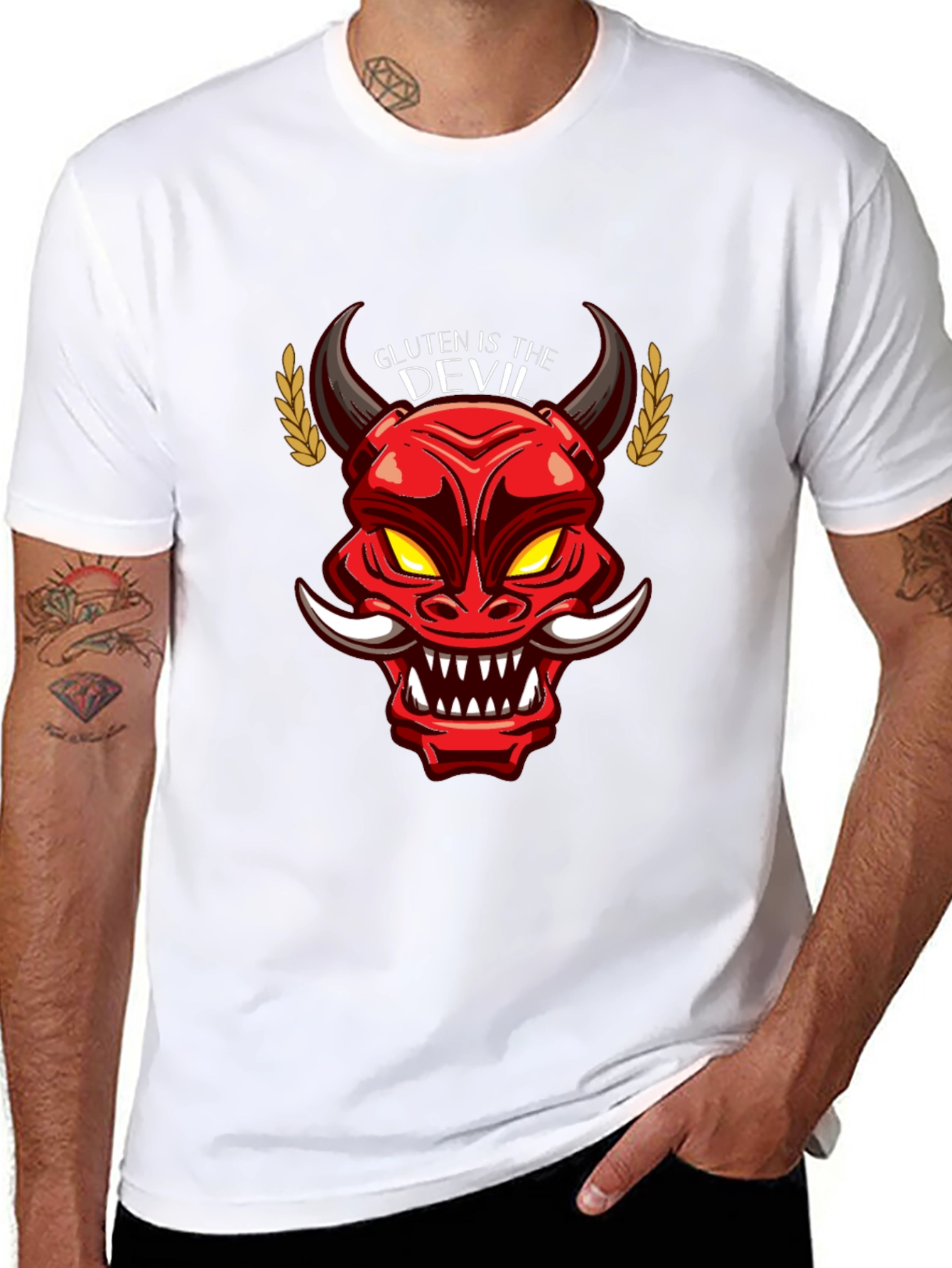Black Gluten is the Devil Graphic T-Shirt view 8