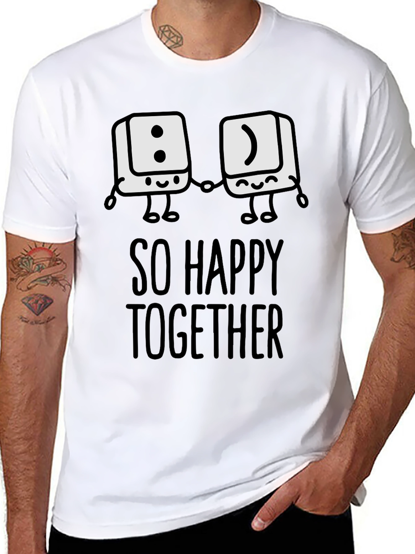 Black So Happy Together Graphic T-Shirt - Fun Couple Tee view 8