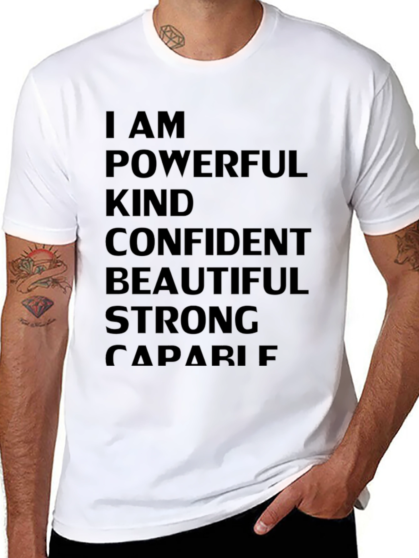 Black Empowering Affirmations T-Shirt: Powerful, Kind, Confident view 8