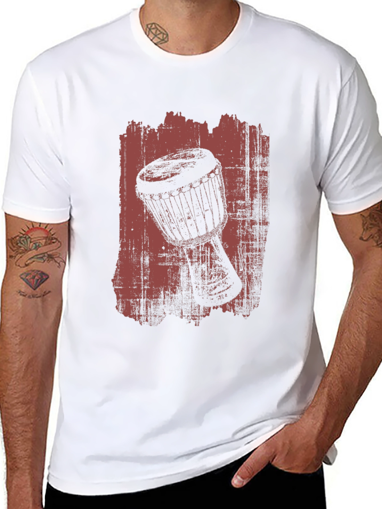 Black Djembe Drum Graphic Tee - Music Lover's T-Shirt view 8