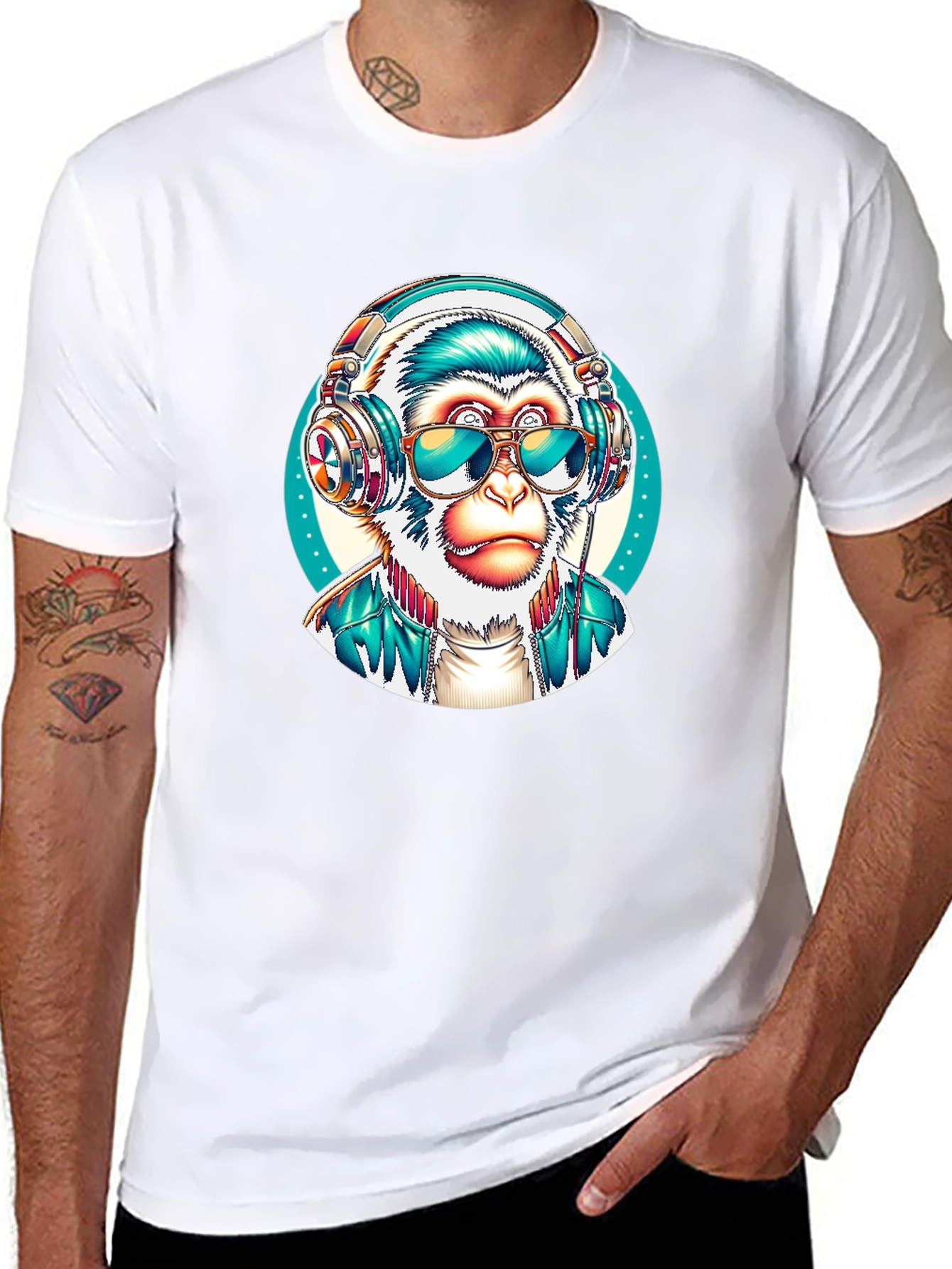 Black Monkey DJ Graphic T-Shirt - Cool & Unique Design view 8