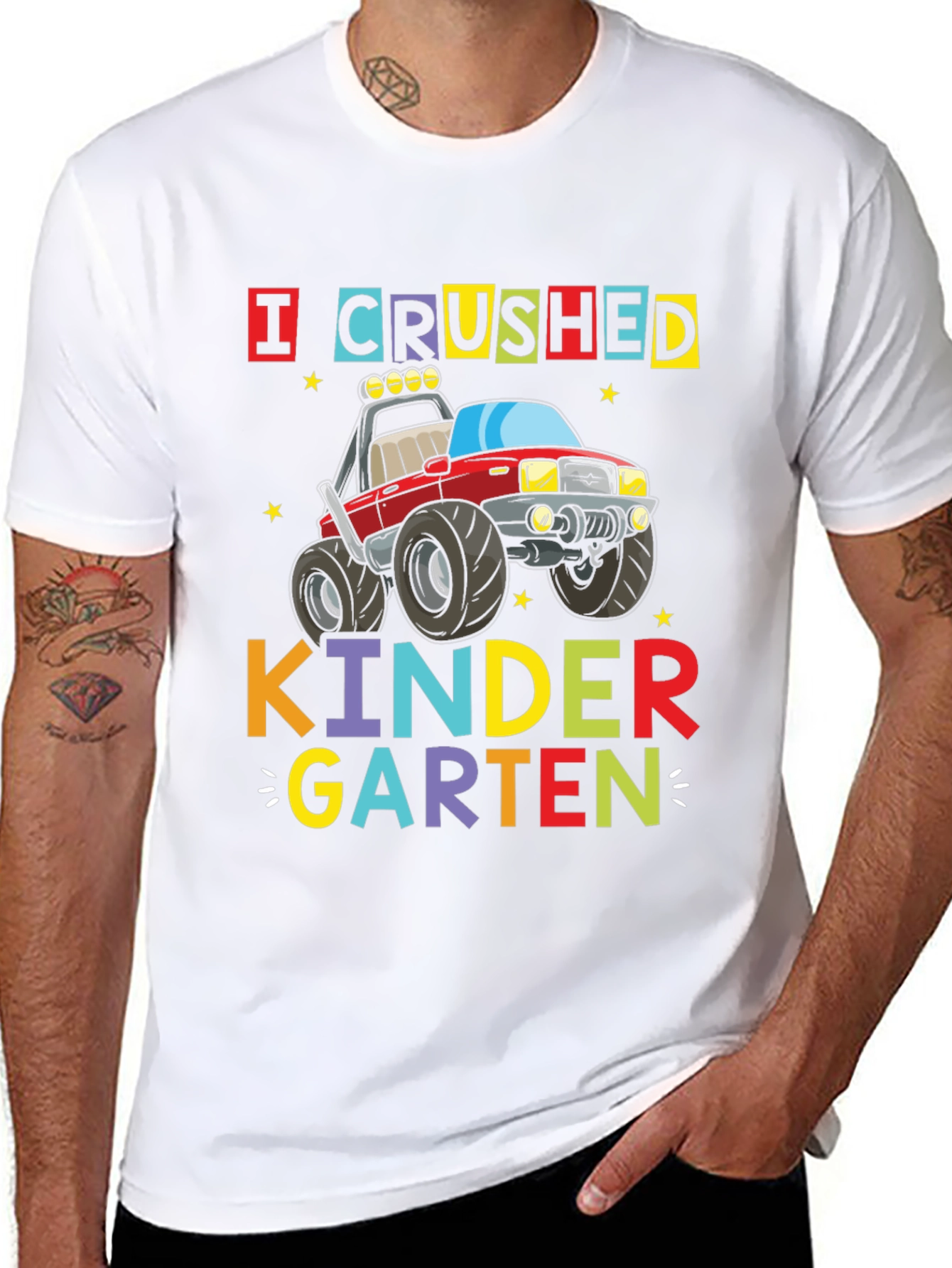 Black Crushed Kindergarten Monster Truck Graphic Tee view 8