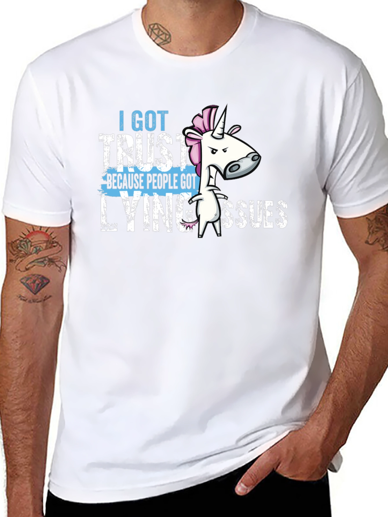 Black Trust Issues Graphic T-Shirt - Funny Unicorn Tee view 8