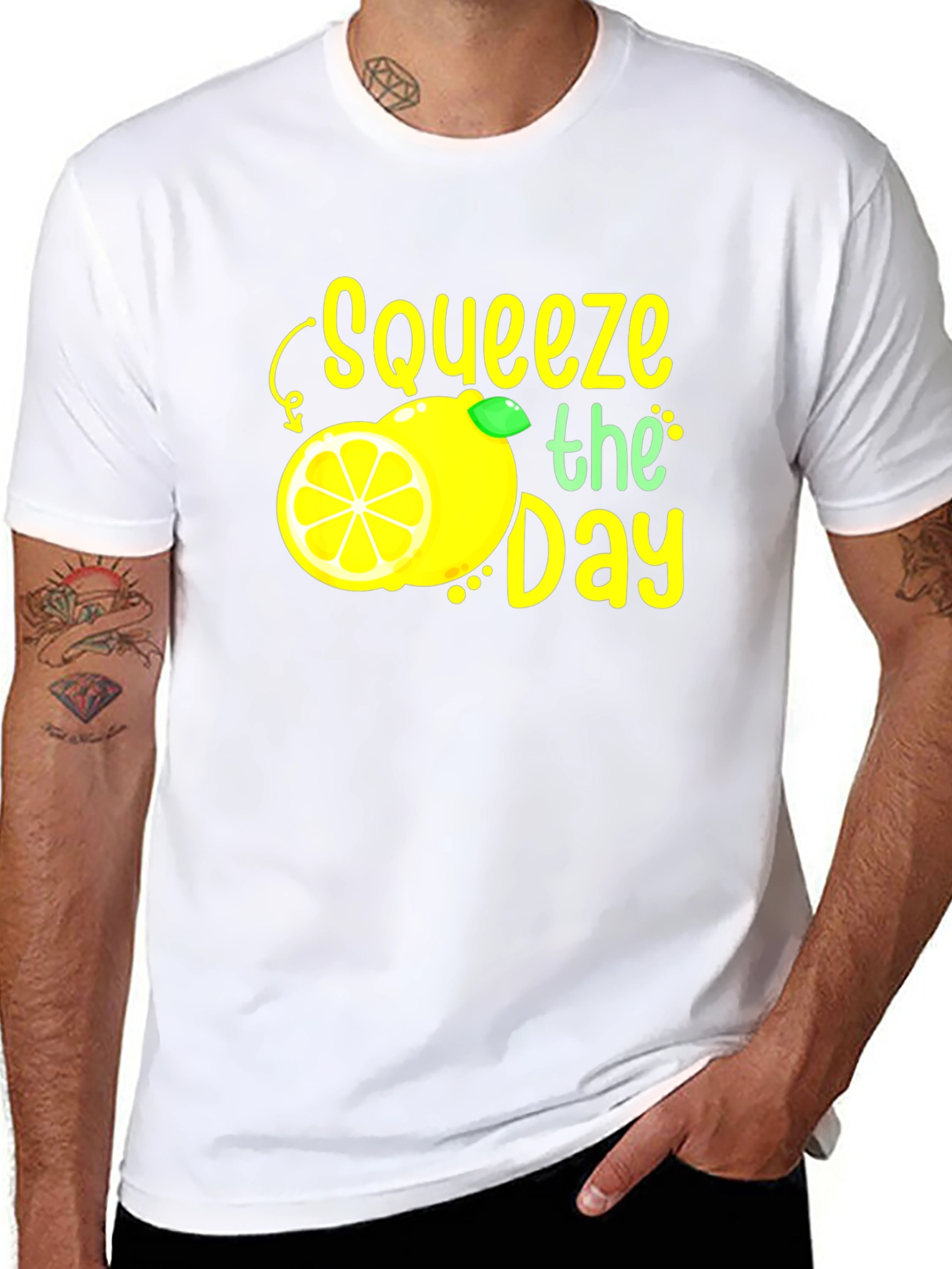 Black Squeeze the Day Graphic Tee - Black Cotton T-Shirt view 8