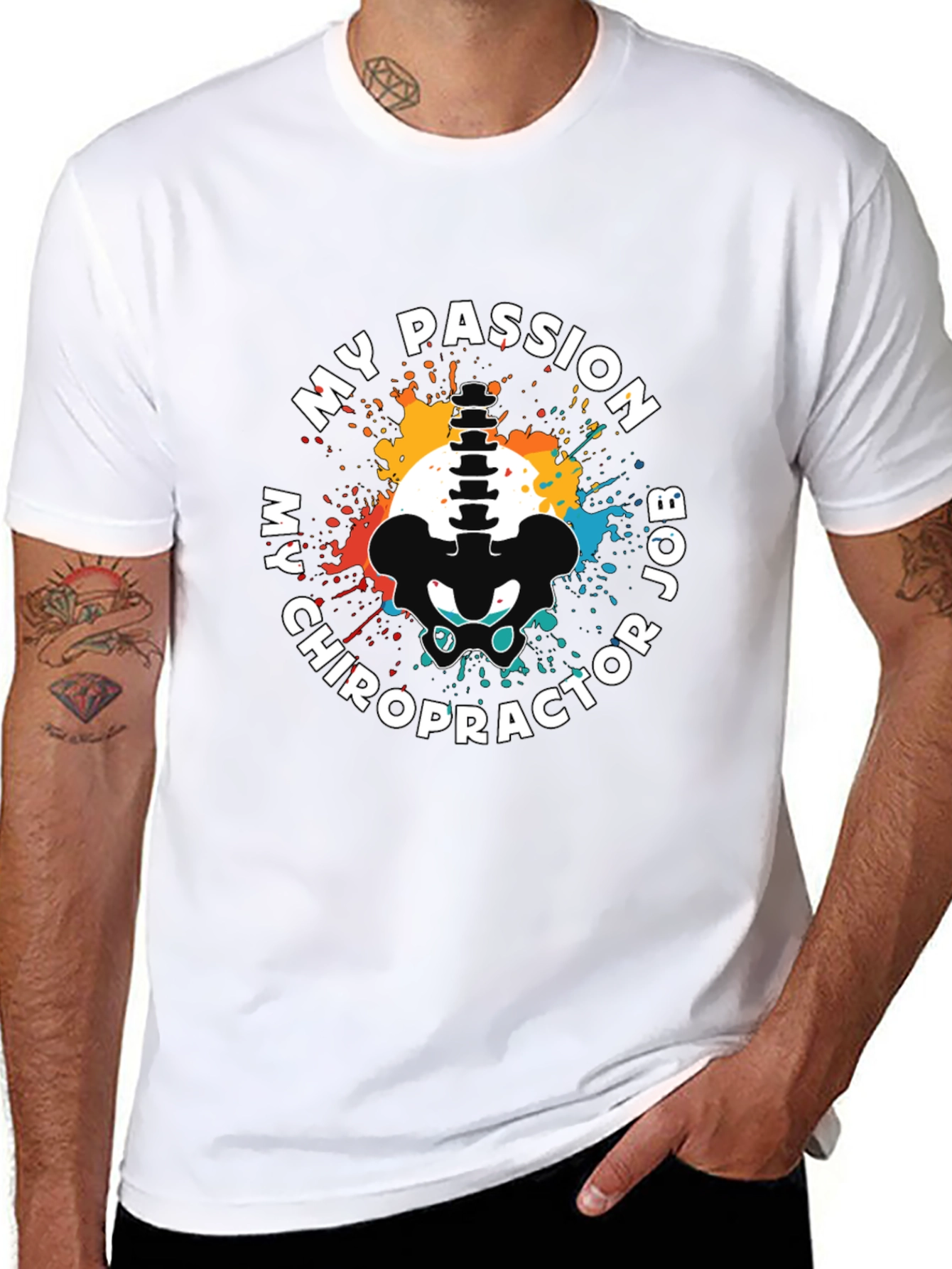 Black Chiropractor Passion T-Shirt - Spine & Pelvis Design view 8