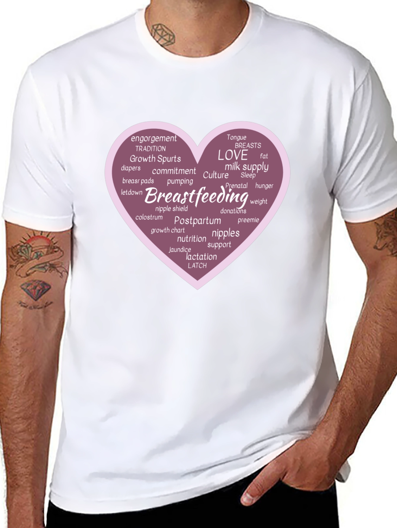Black Breastfeeding Love Heart Graphic Tee view 8