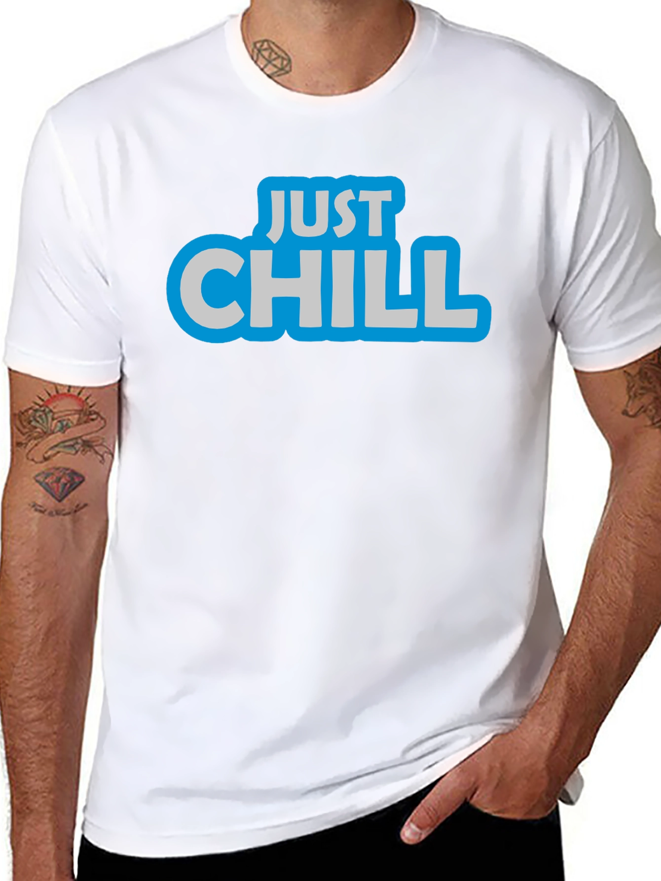 Black Just Chill Black Graphic T-Shirt view 8