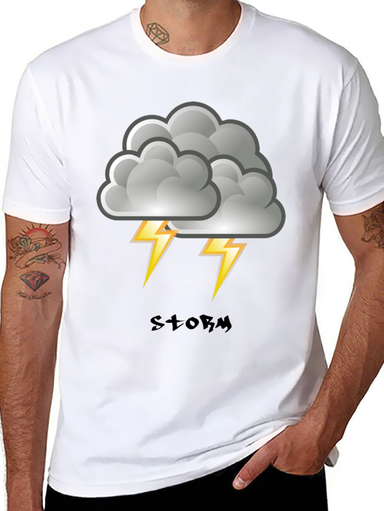 Black Storm Cloud Graphic Print Men's T-Shirt view 8