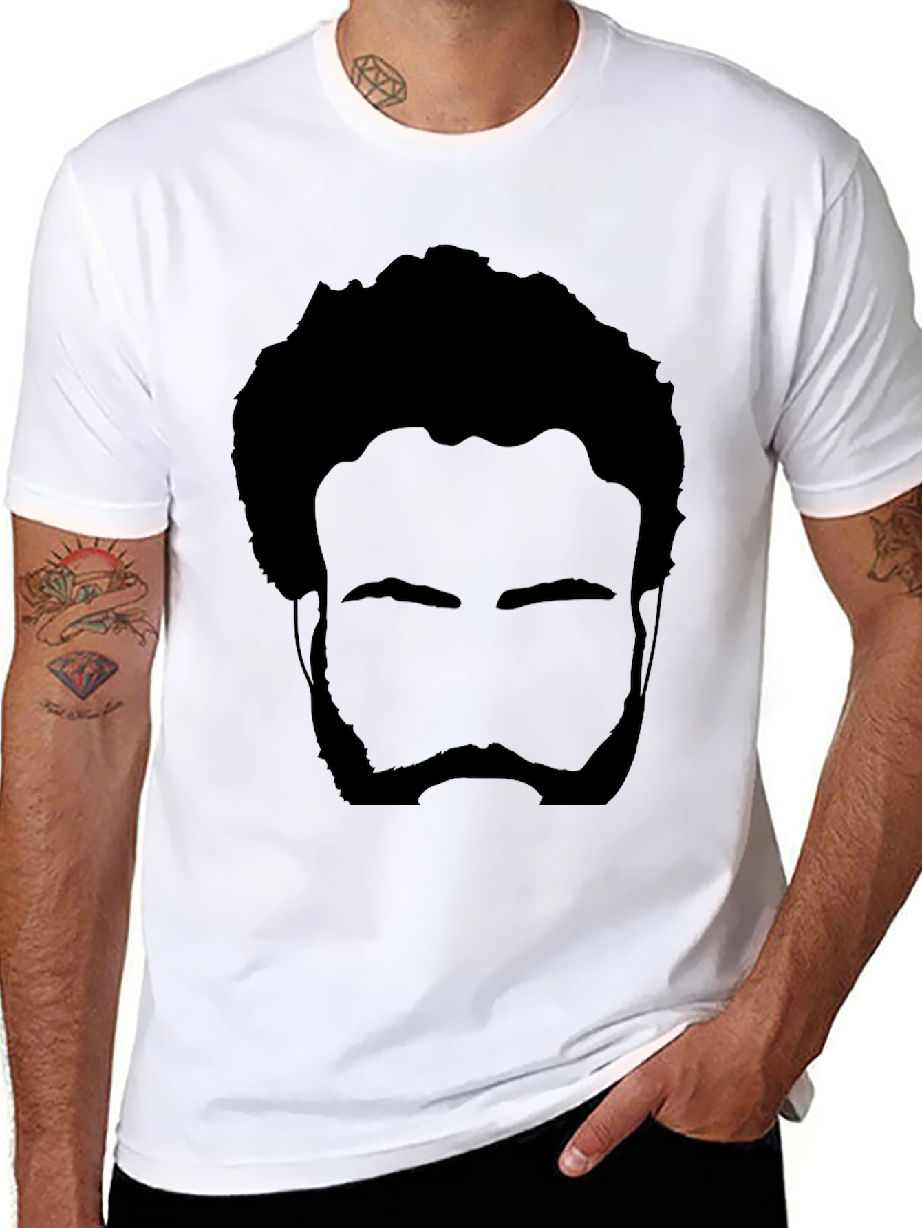 Black Graphic Black T-Shirt - Silhouette Face view 8