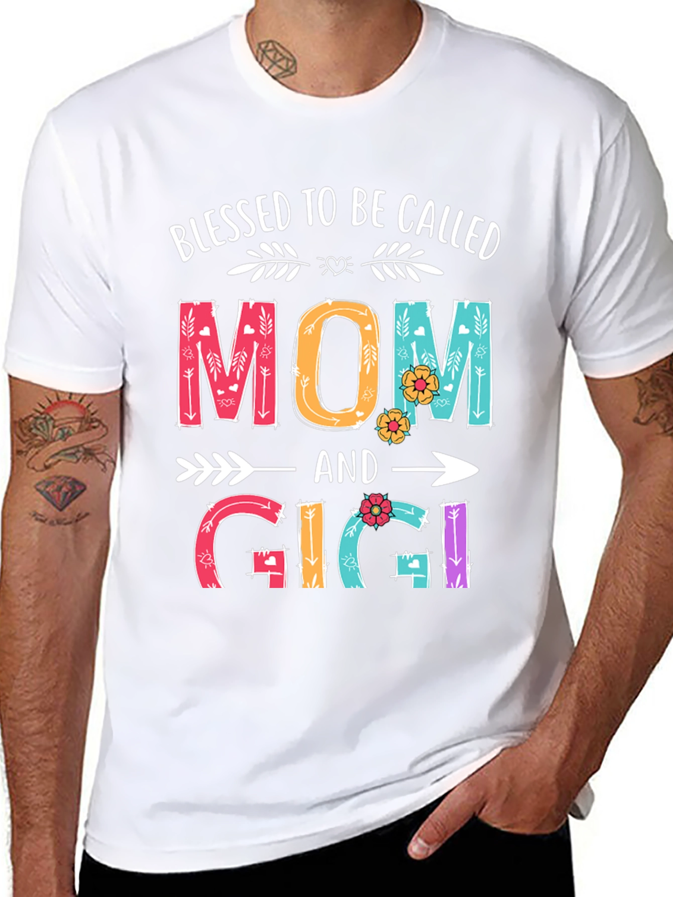 Black Blessed To Be Called Mom and Gigi T-Shirt view 8