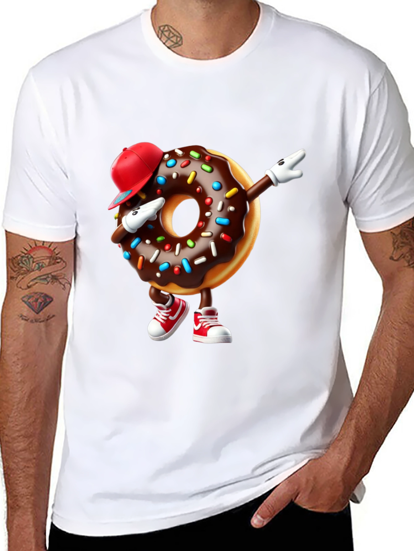 Black Dabbing Donut T-Shirt - Fun Foodie Fashion view 8