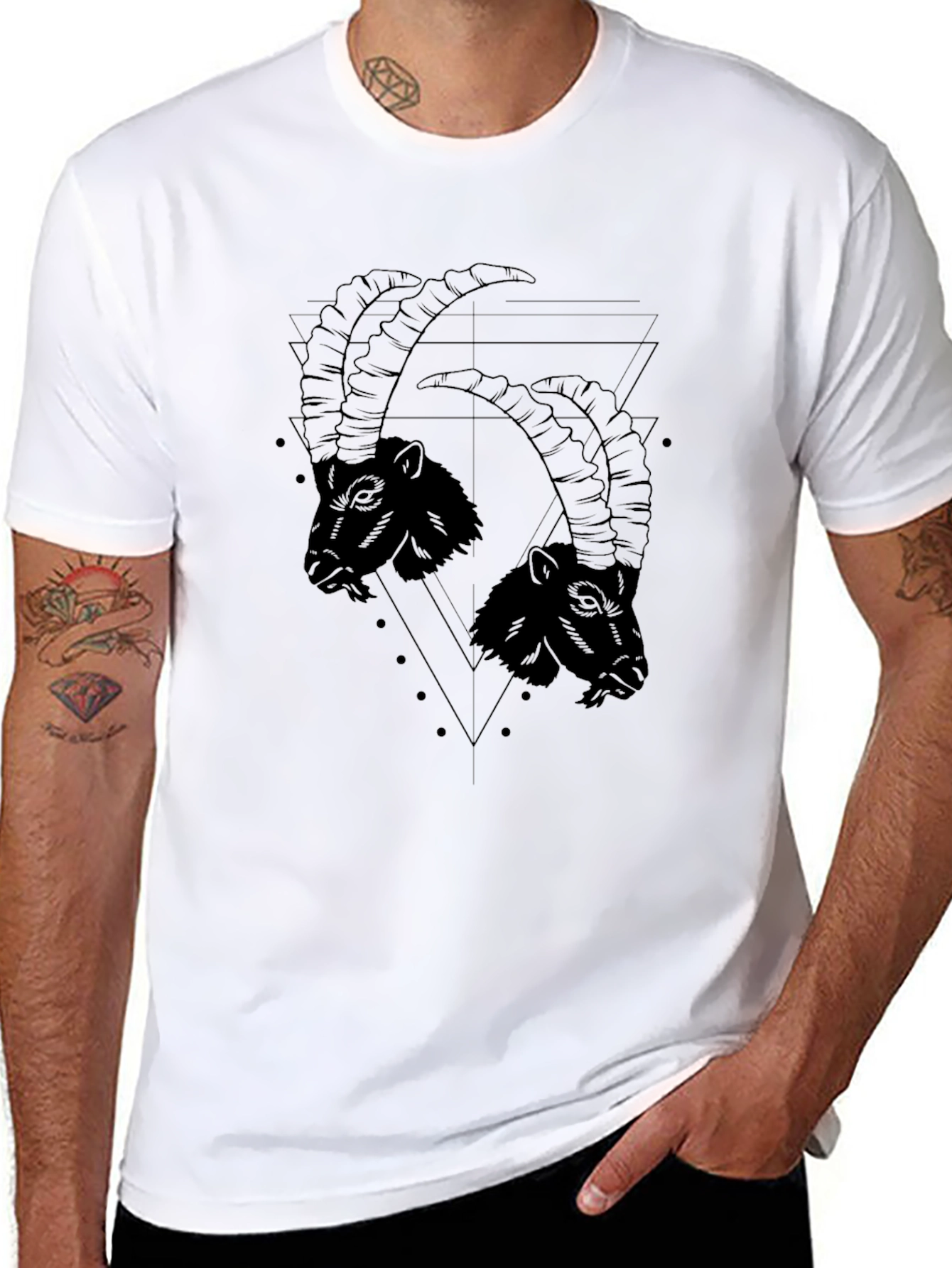 Black Graphic Tee - Two Goats Design Black T-Shirt view 8