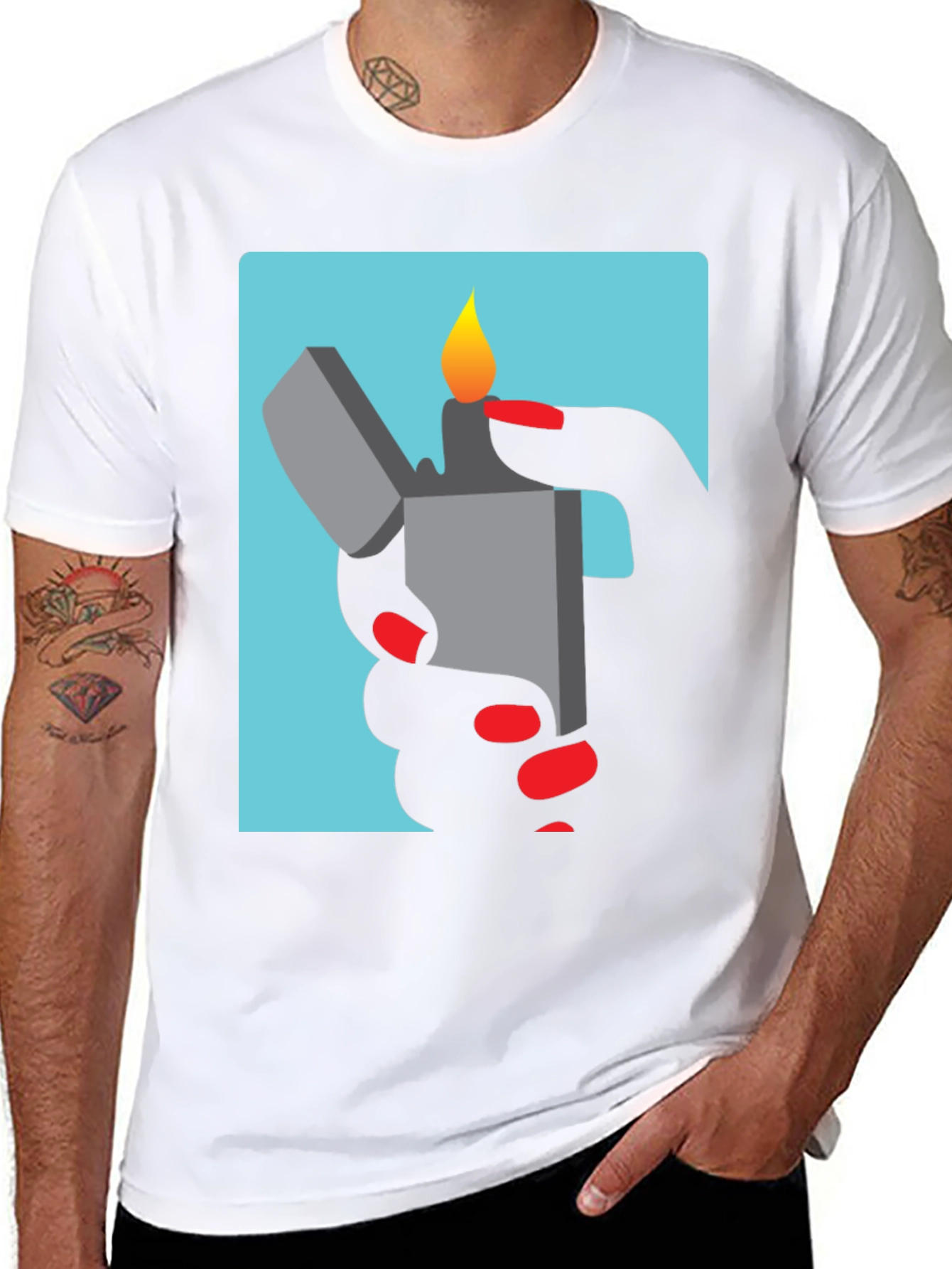 Black Lighter Graphic Tee - Sleek Design, Soft Fabric view 8