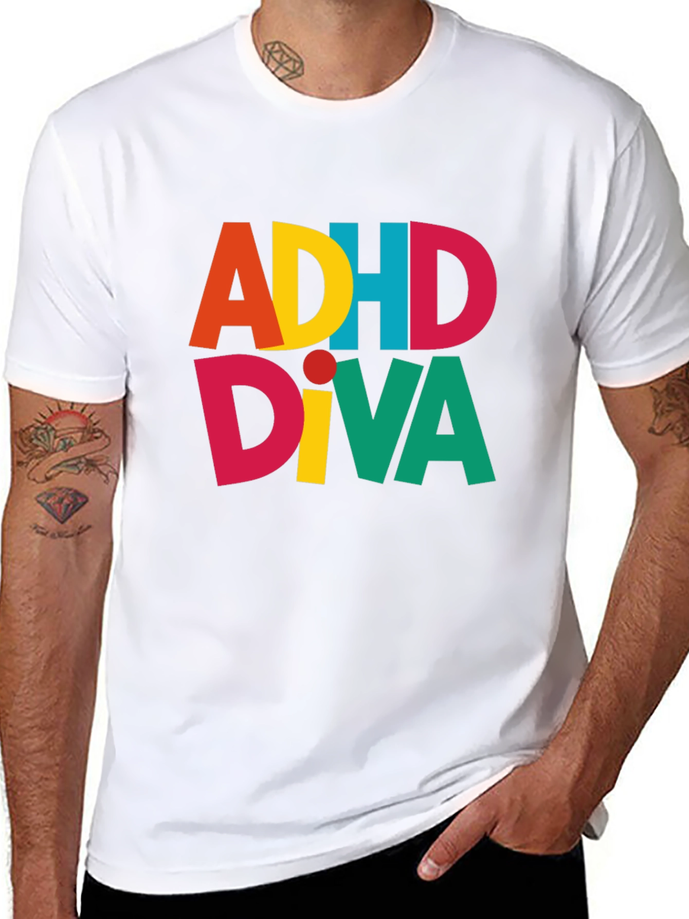 Black ADHDiva T-Shirt - Colorful Graphic Tee view 8