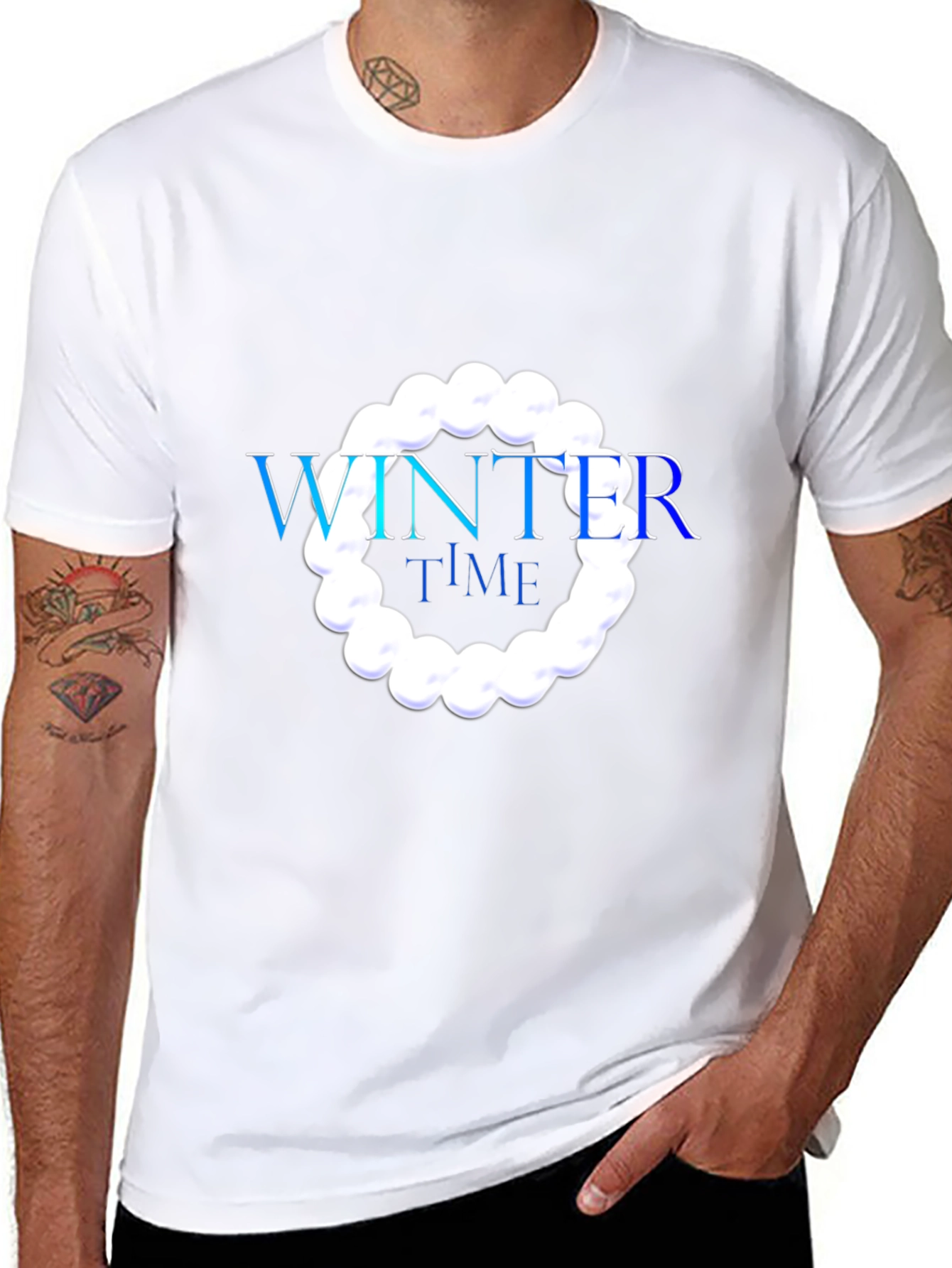 Black Winter Time Graphic Black T-Shirt view 8
