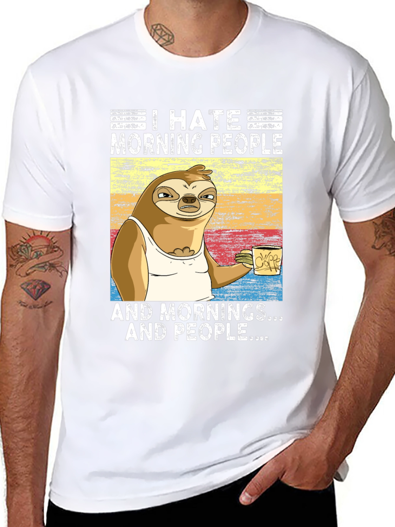 I Hate Morning People Sloth Graphic Tee - 8