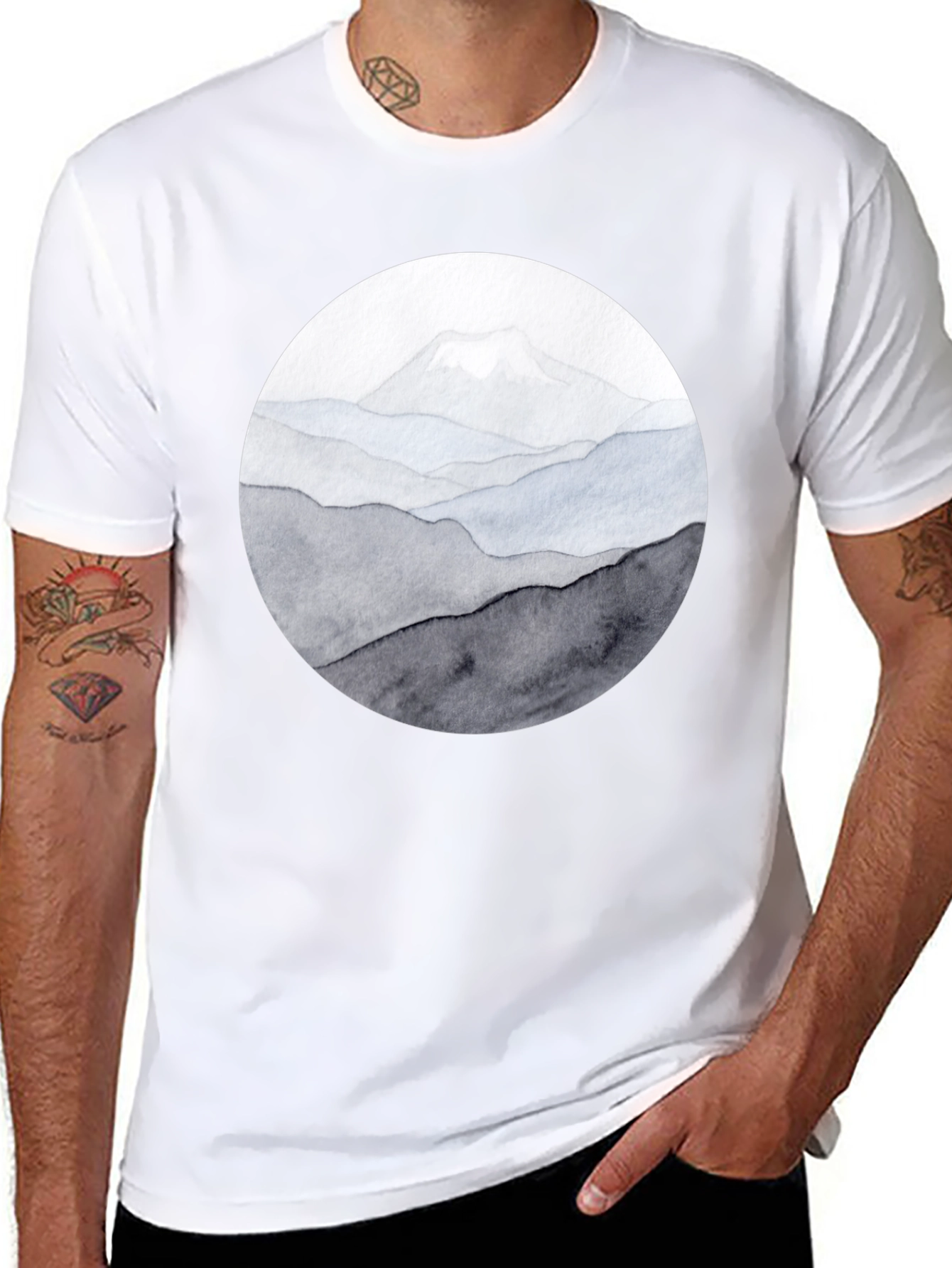 Black Mountain Range Graphic Tee - Black Casual Shirt view 8