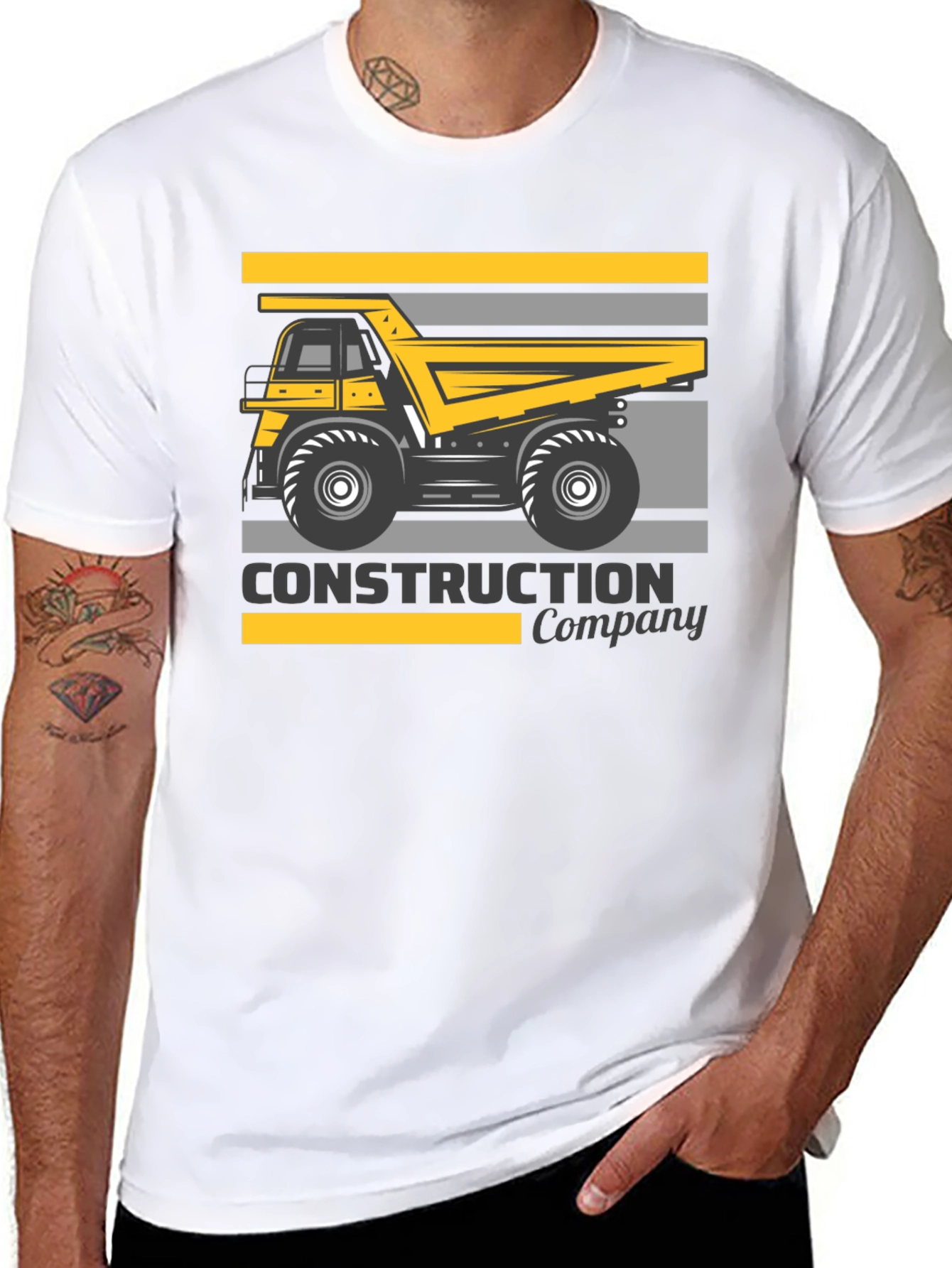 Construction Company Dump Truck Black T-Shirt - 8