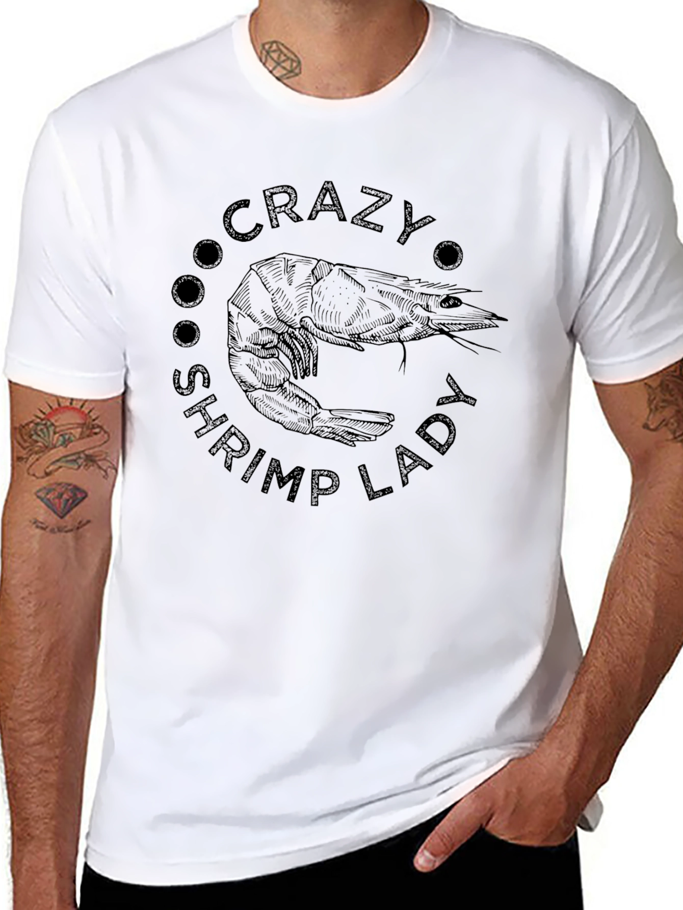Black Crazy Shrimp Lady Black T-Shirt view 8