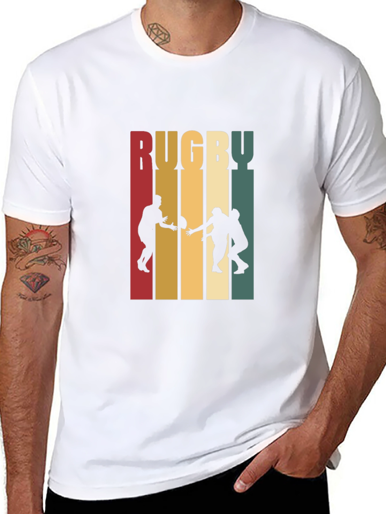 Black Rugby Graphic T-Shirt | Retro Style Cotton Tee view 8