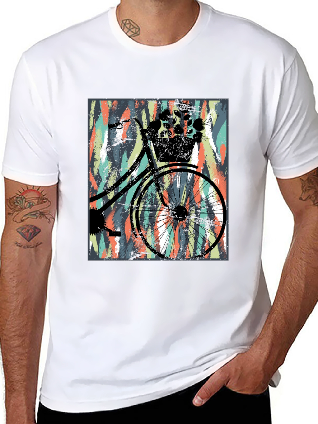 Black Stylish Black T-Shirt with Bicycle Graphic view 8