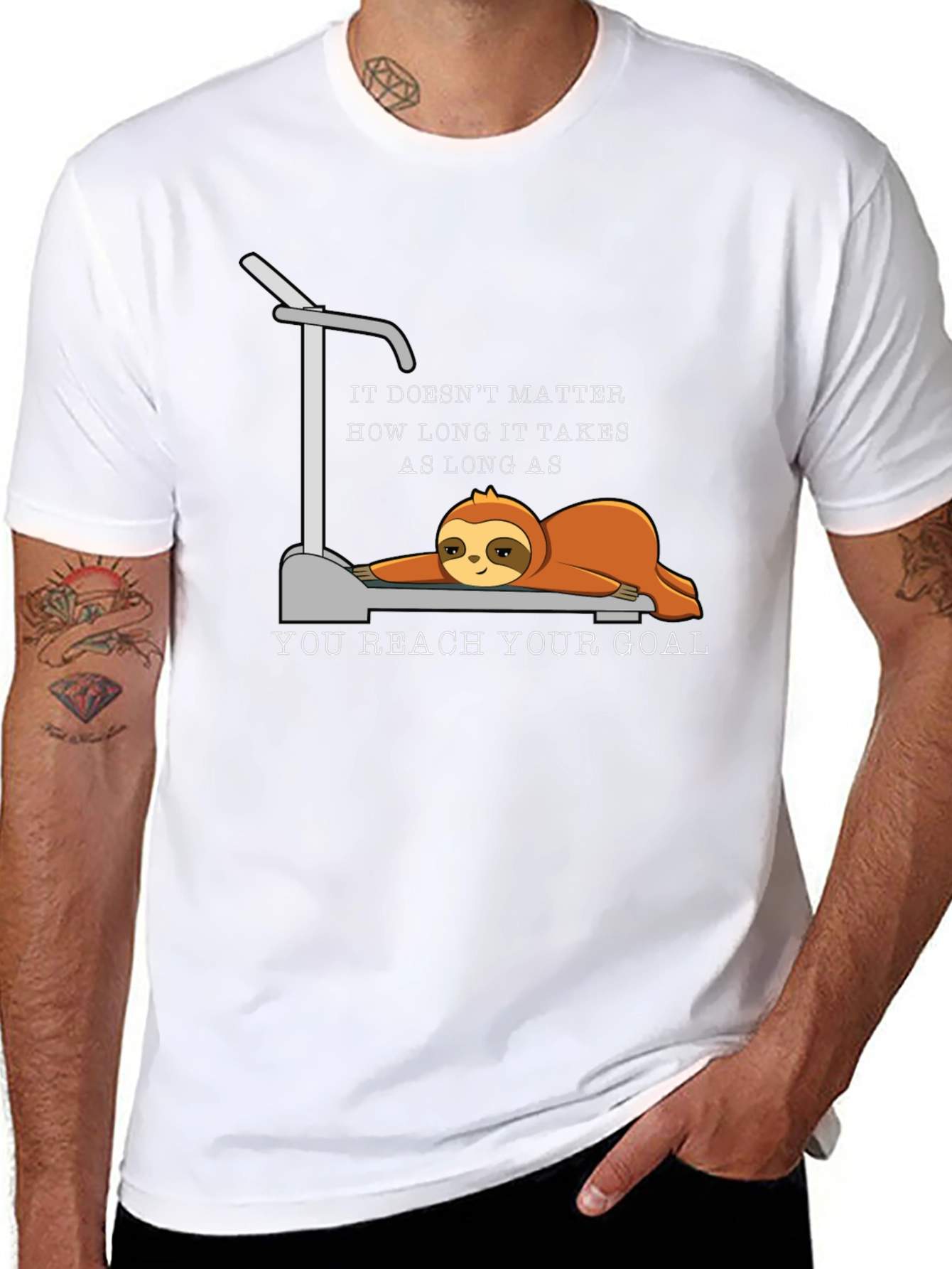 Black Sloth Treadmill Motivational T-Shirt view 8