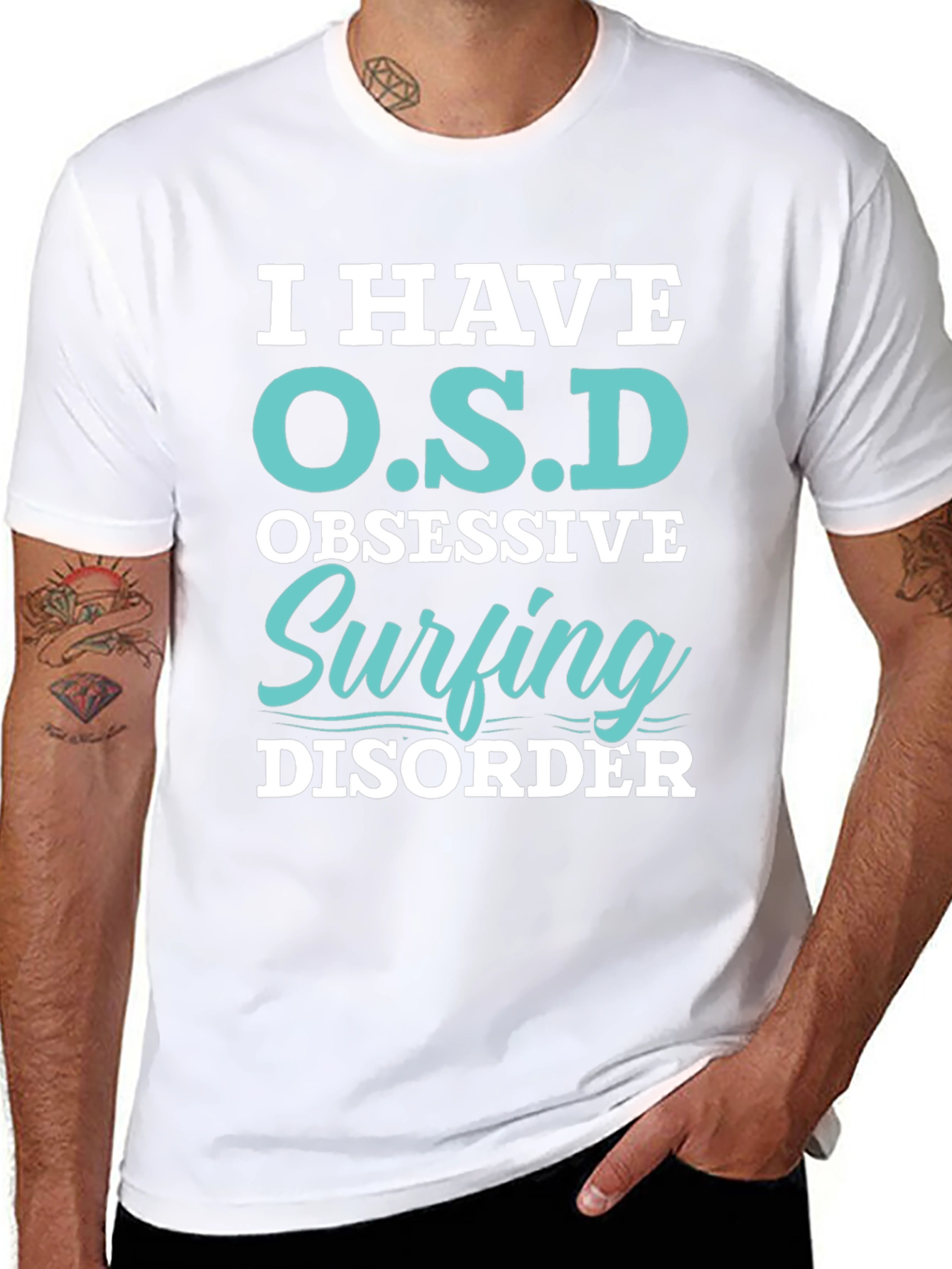 Black I Have O.S.D Surfing Disorder T-Shirt view 8