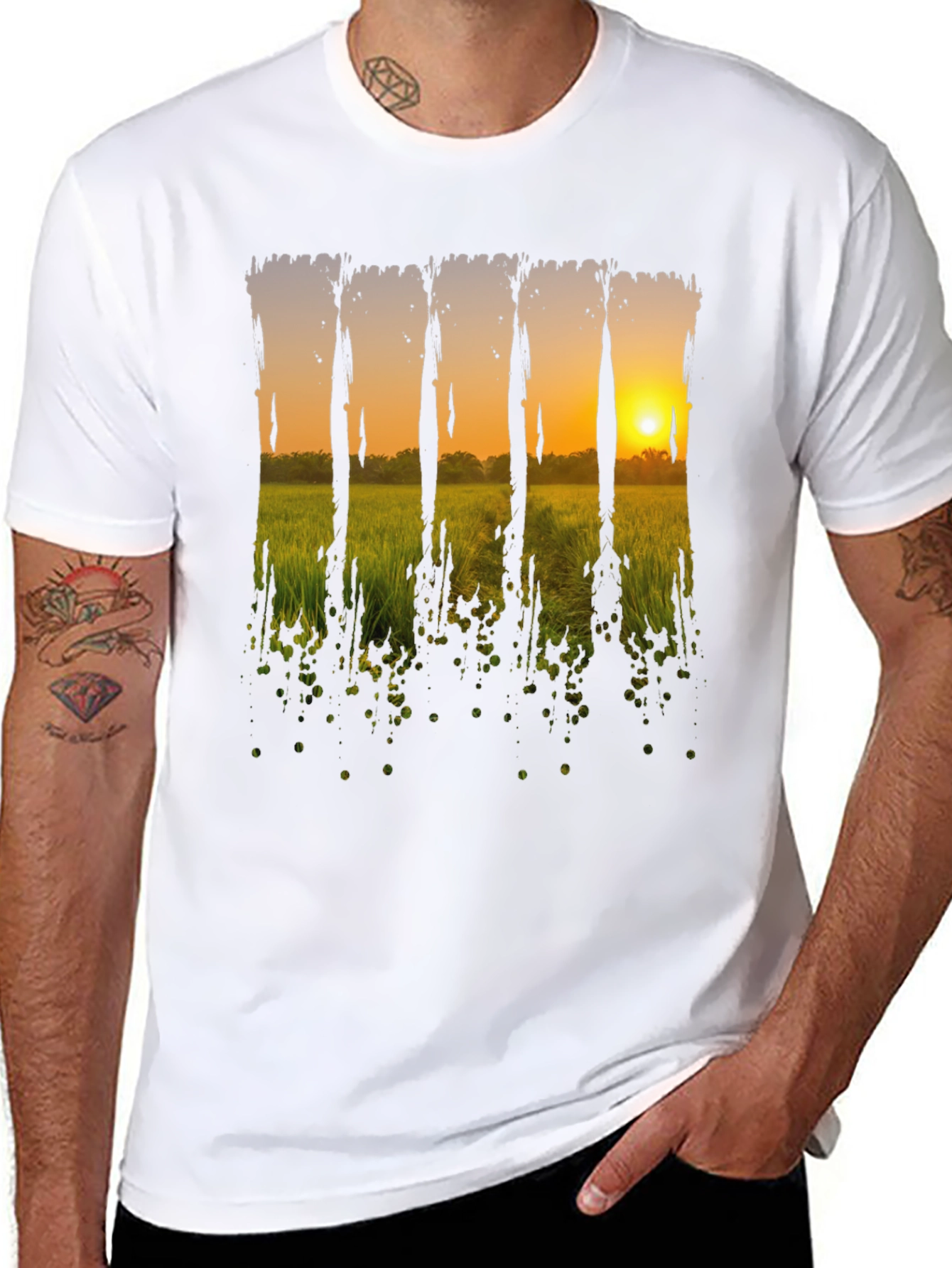 Black Sunset Field Graphic Tee - Black view 8