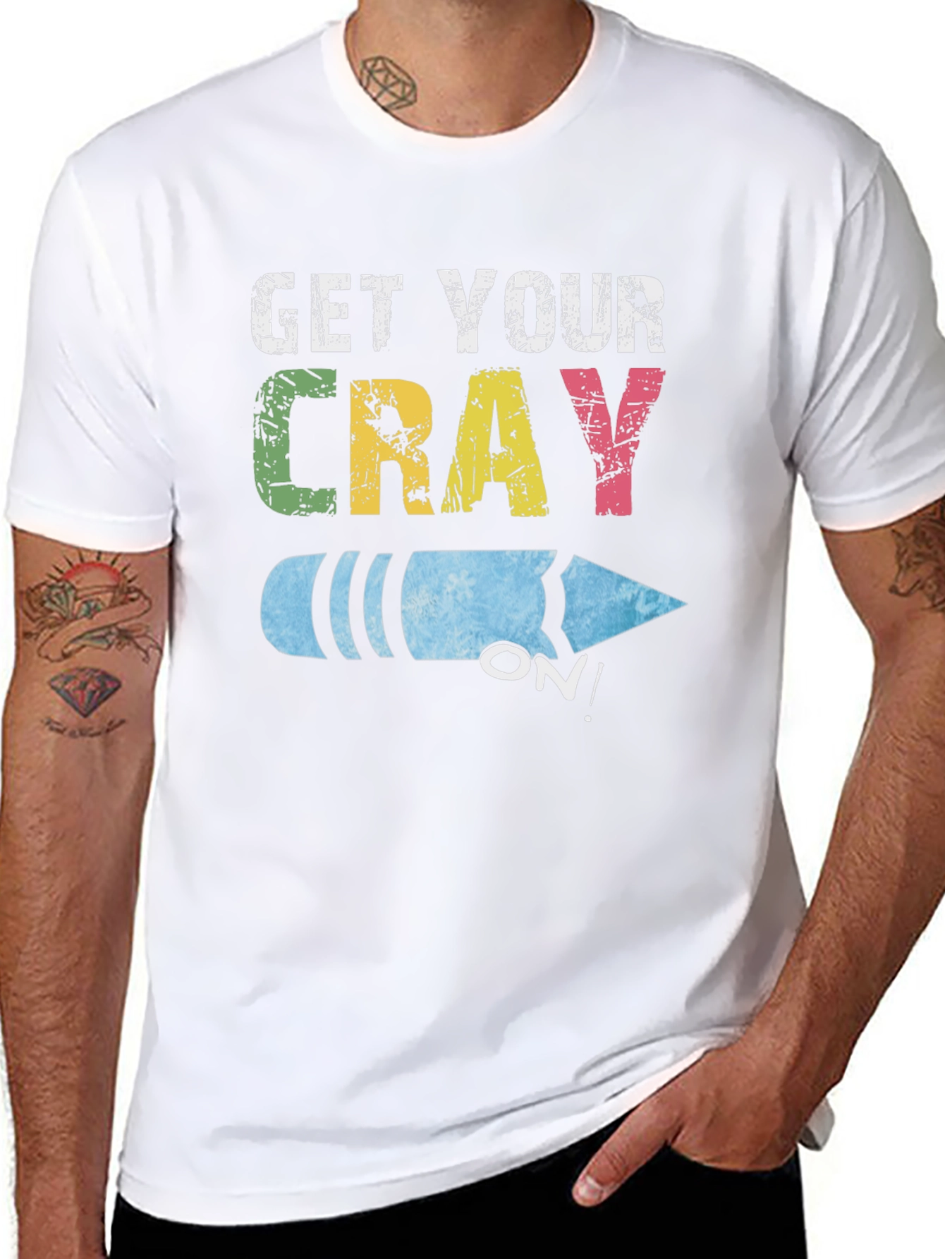 Black Get Your Cray On! Novelty Graphic Tee view 8