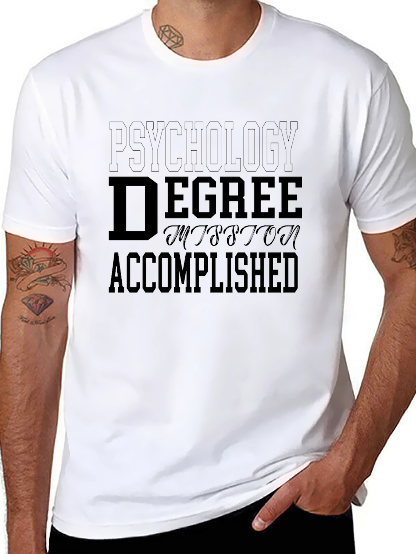 Black Psychology Degree Accomplished T-Shirt view 8