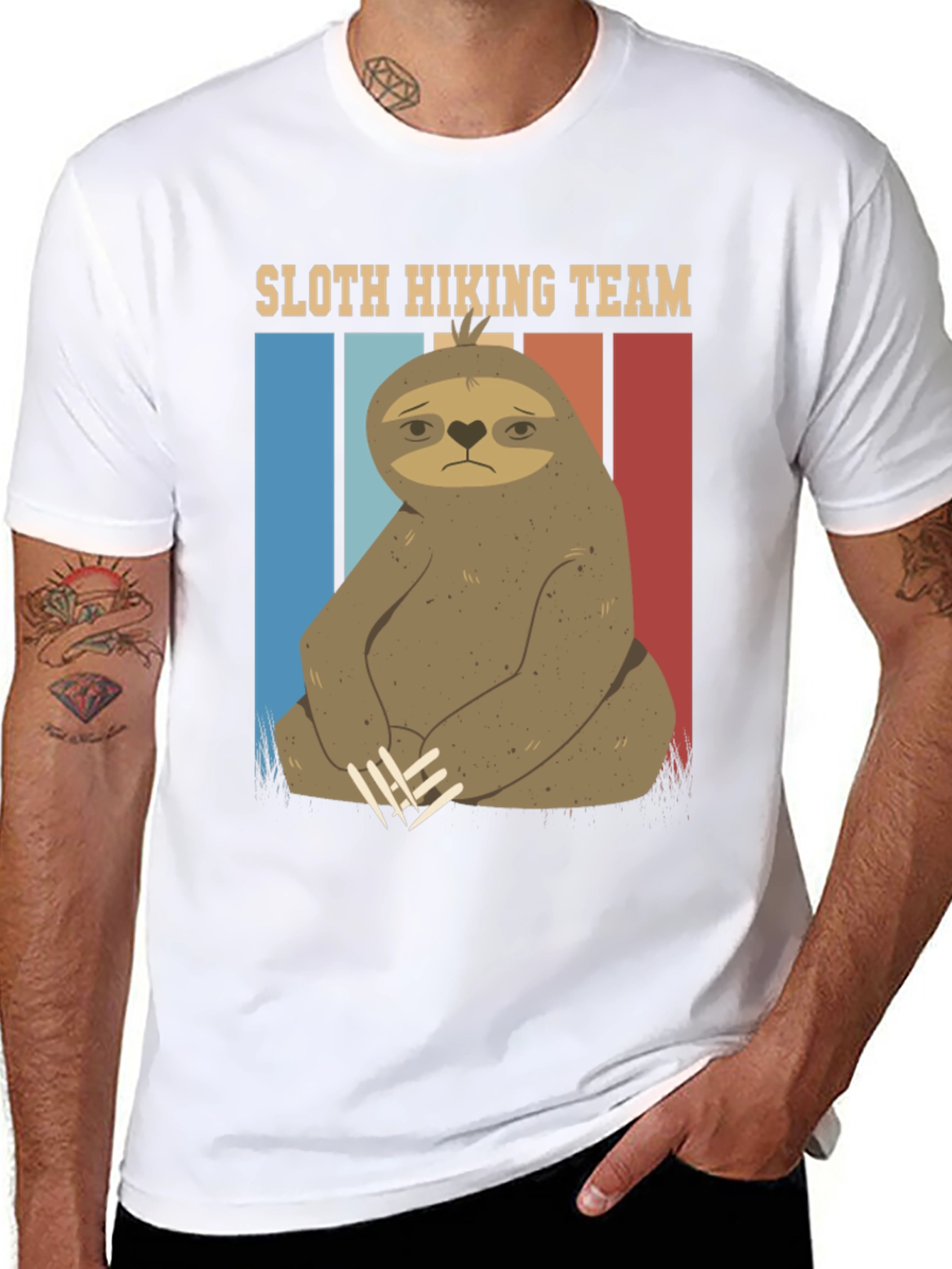 Black Sloth Hiking Team Graphic Tee - Comfy Black T-Shirt view 8