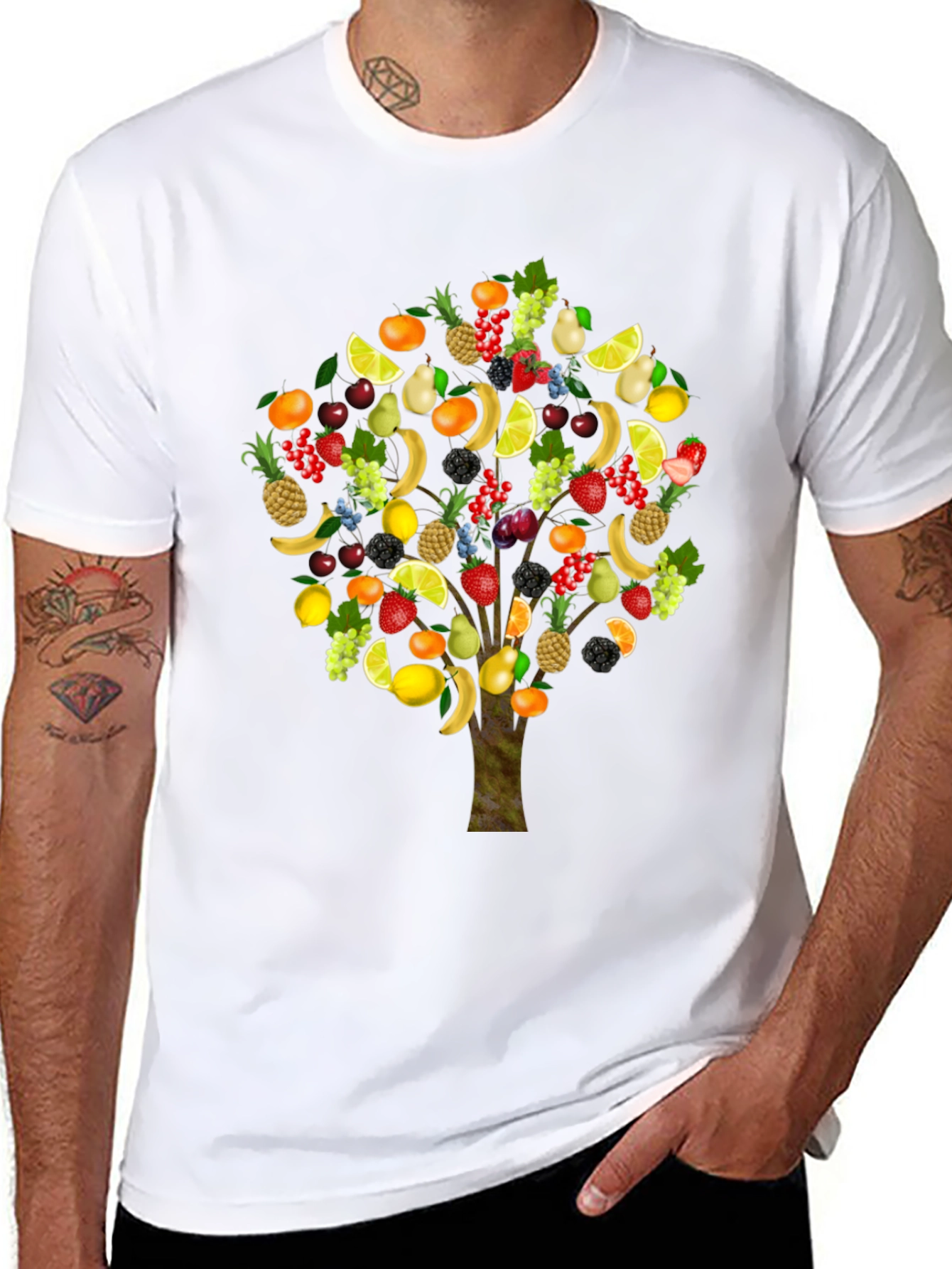 Black Fruit Tree Graphic T-Shirt view 8