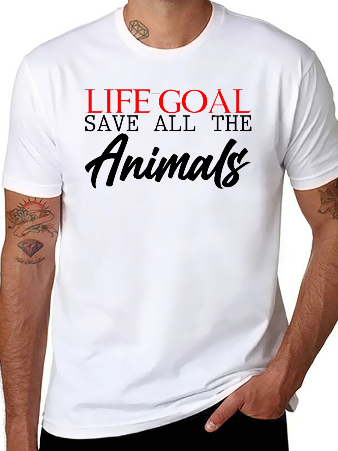 Black Life Goal Save All the Animals Graphic T-Shirt view 8