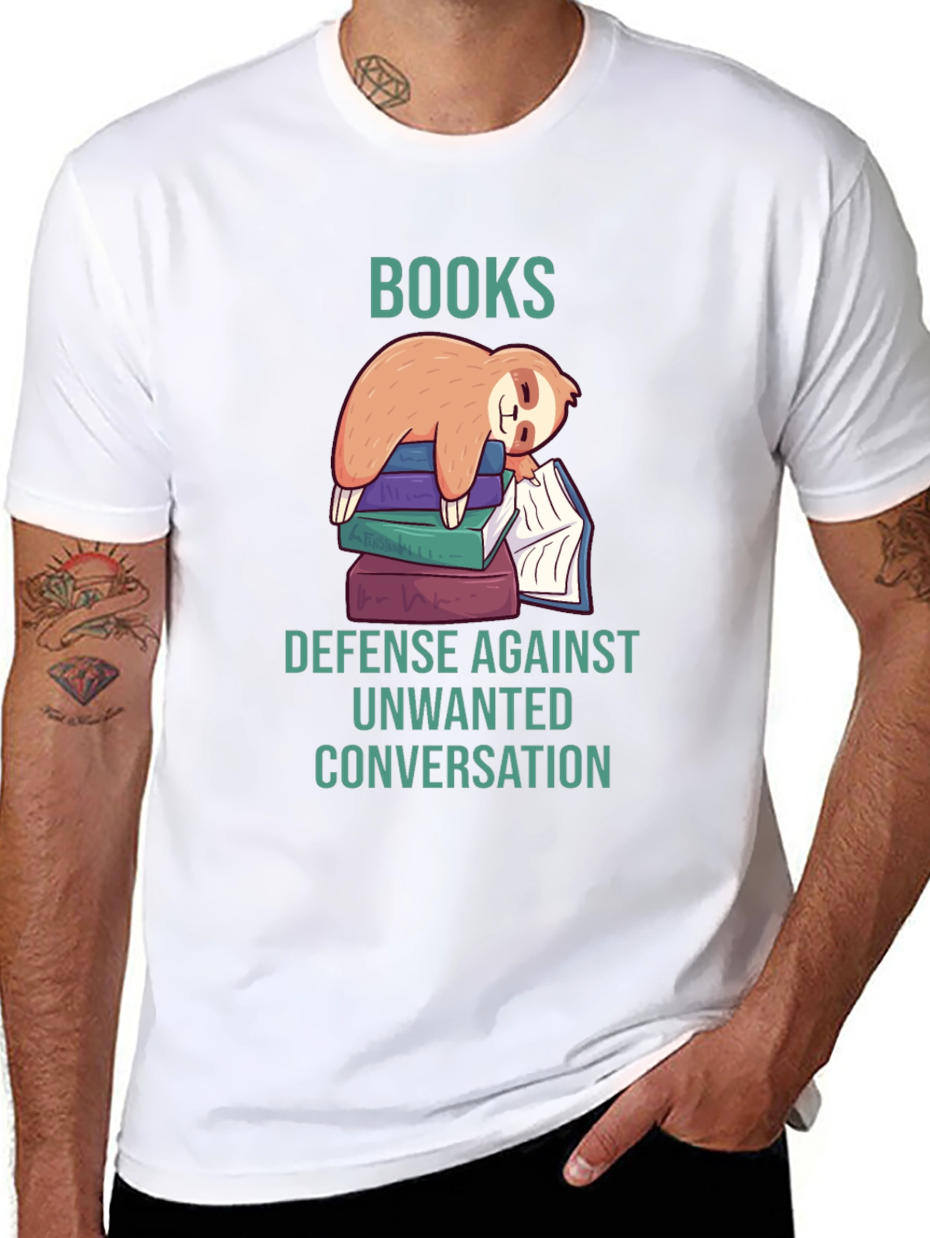 Black Books Sloth T-Shirt: Defense Against Unwanted Conversation view 8