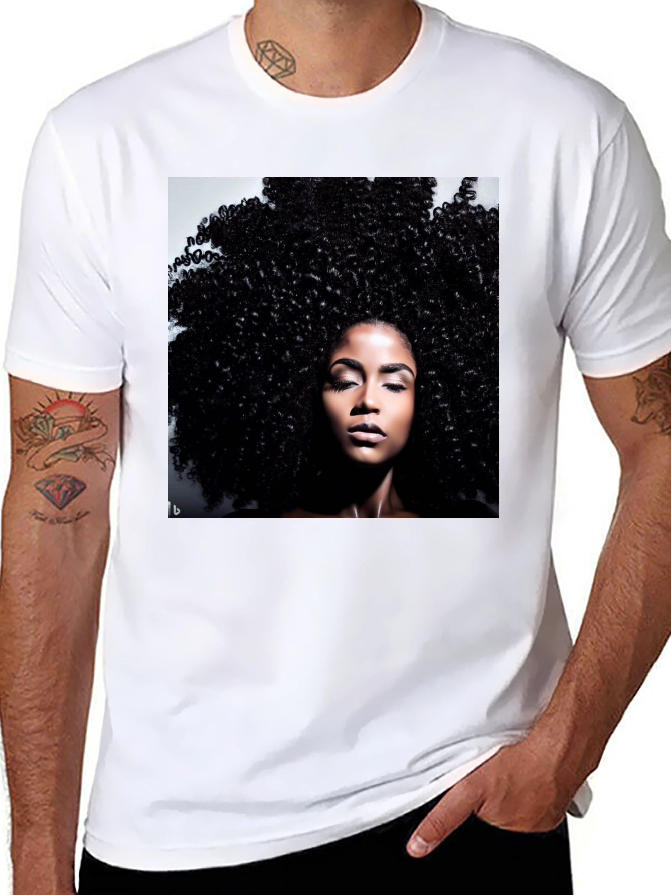 Black Afro Queen Black T-Shirt view 8