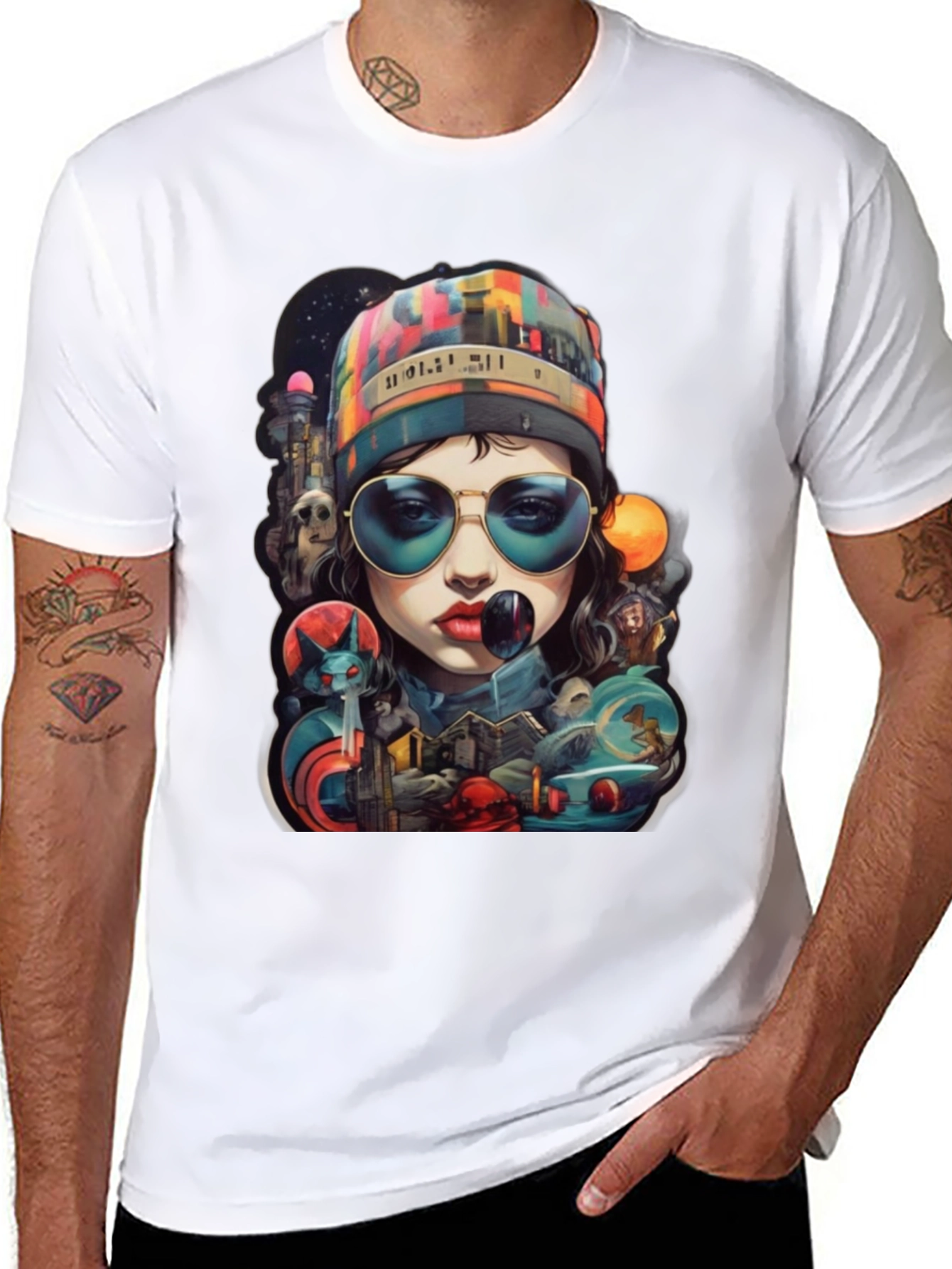 Black Artistic Graphic Print T-Shirt - Stylish Streetwear view 8
