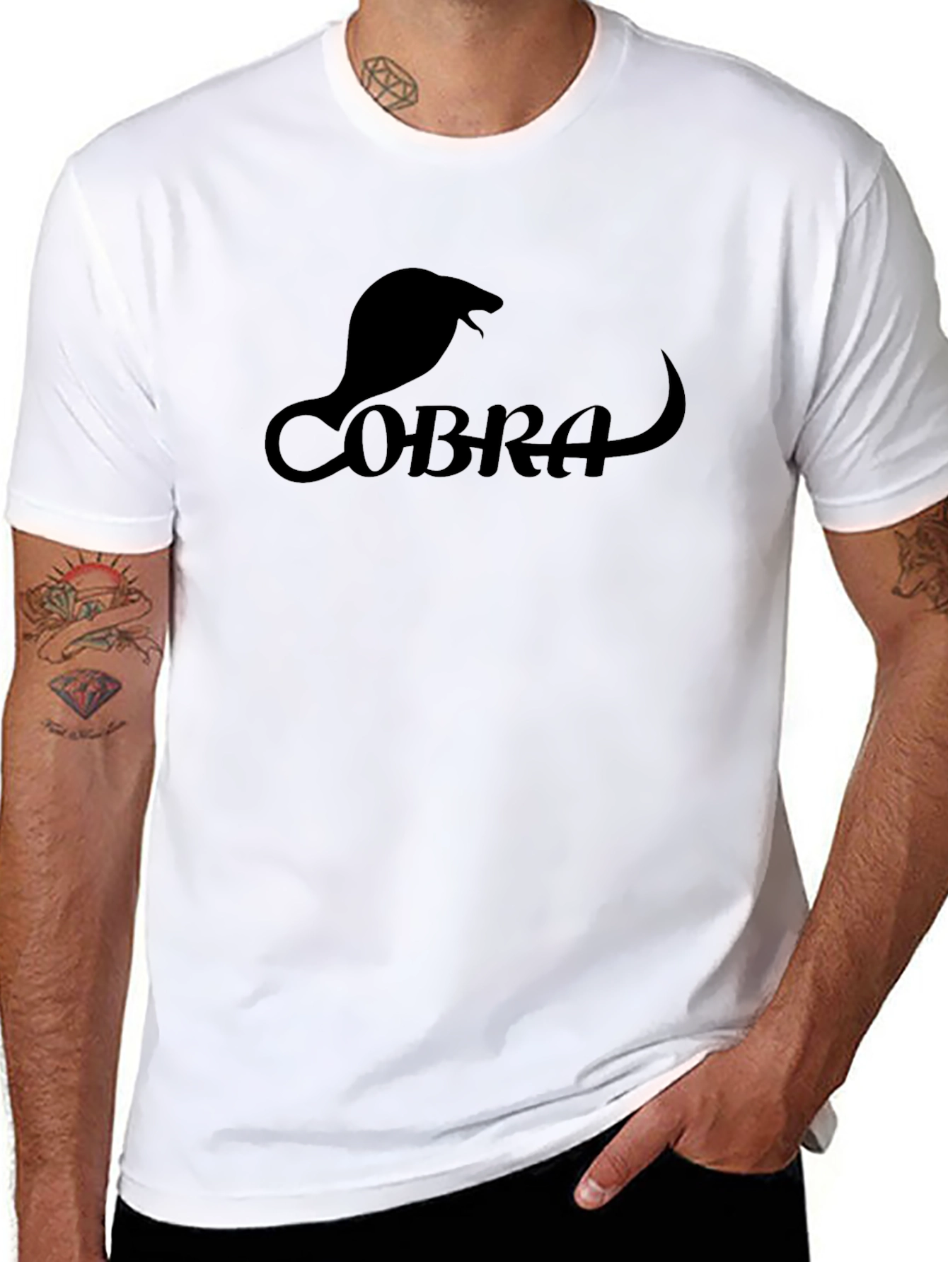 Black Cobra Graphic T-Shirt - Sleek Snake Design view 8