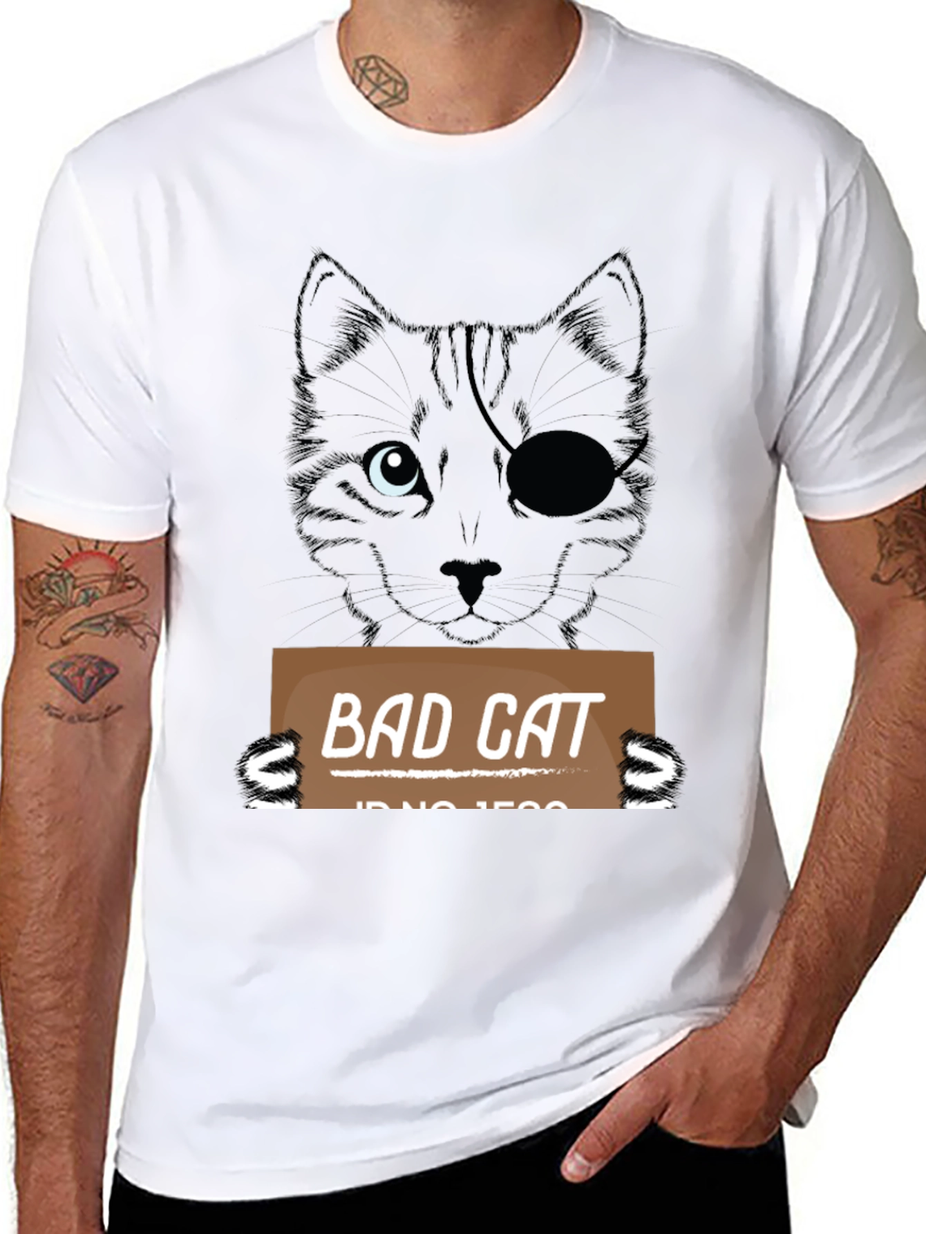 Black Bad Cat T-Shirt - Men's Black Novelty Tee view 8