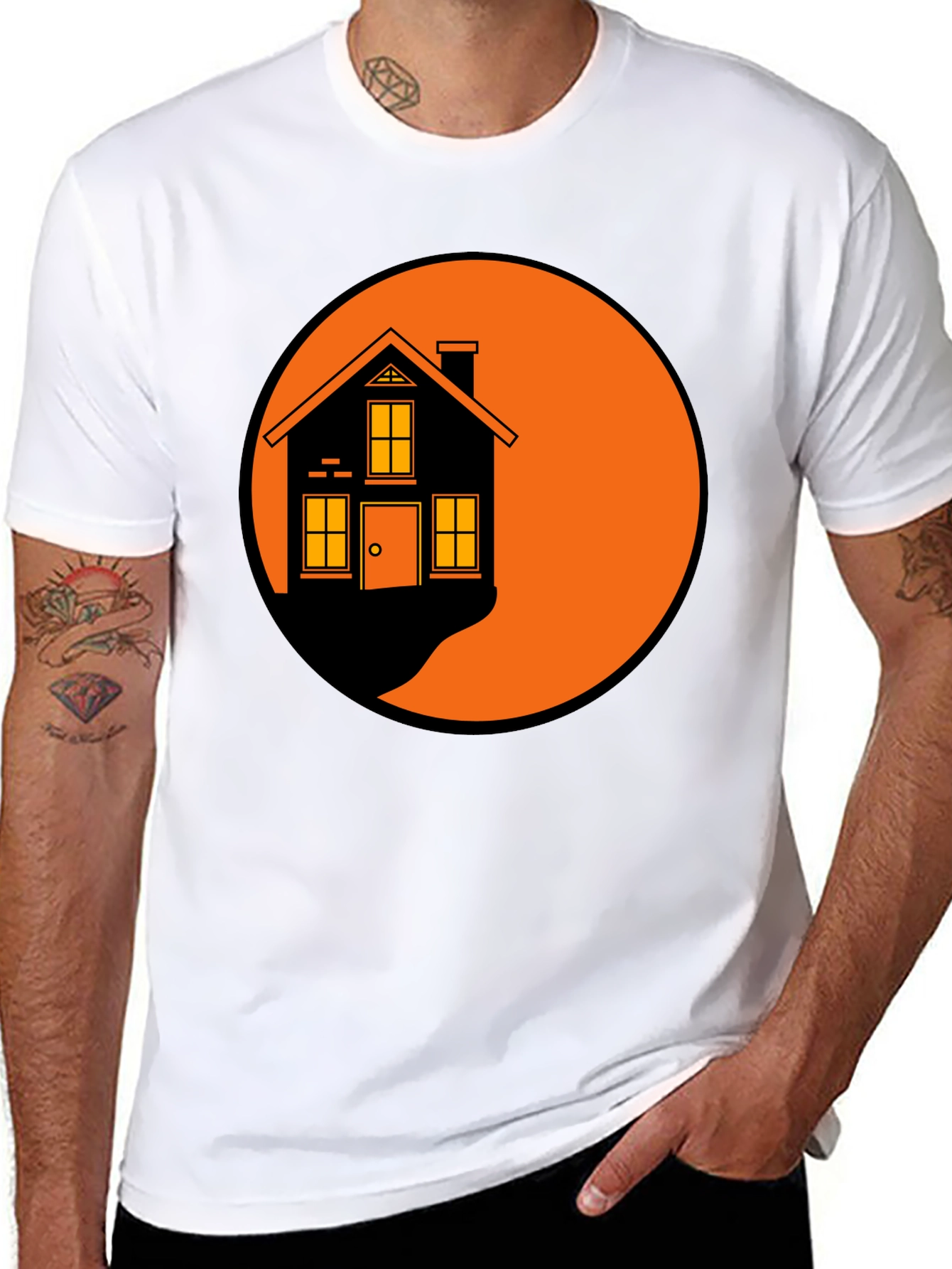 Black Retro House Graphic T-Shirt - Soft Cotton Tee view 8