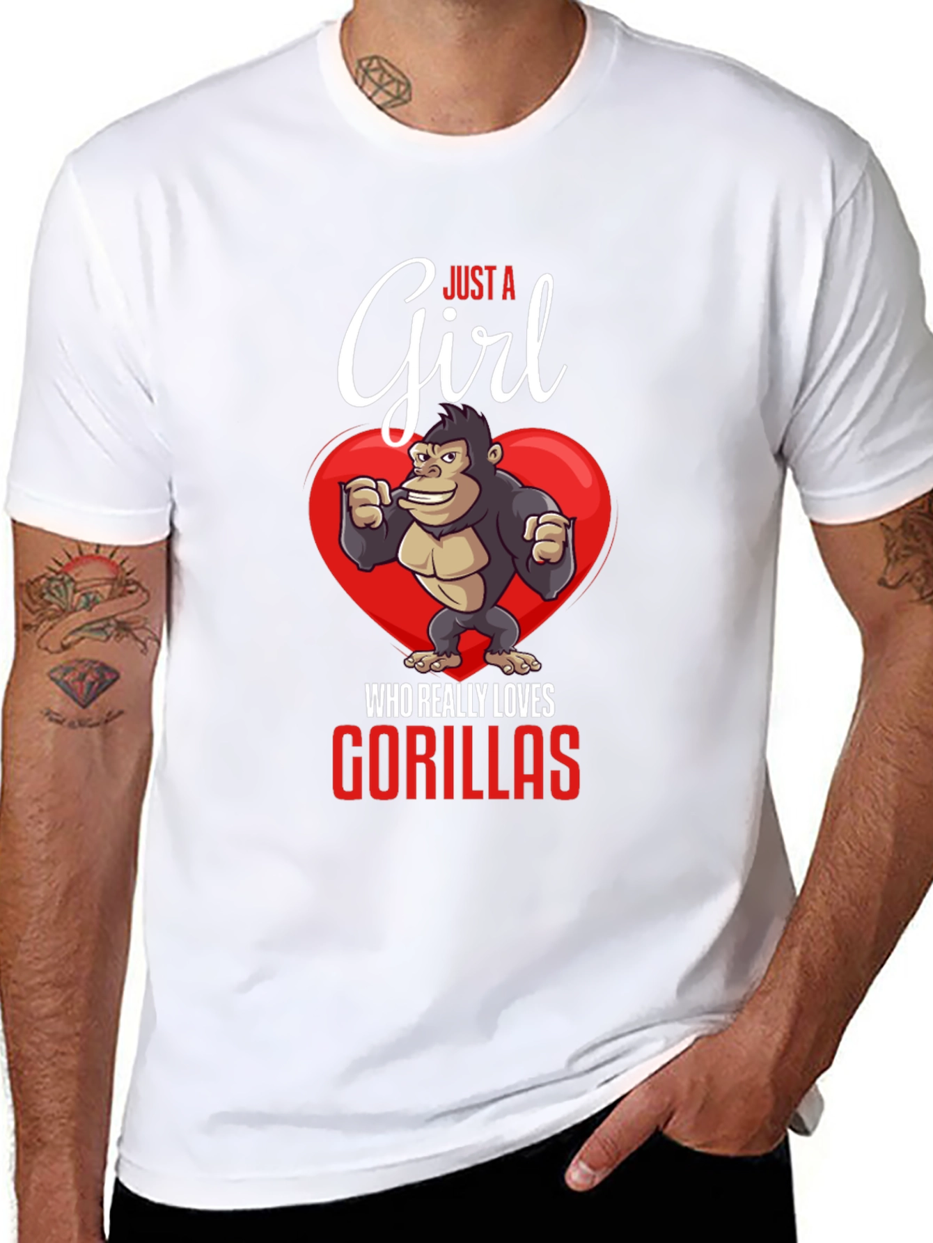 Black Just a Girl Who Loves Gorillas T-Shirt view 8