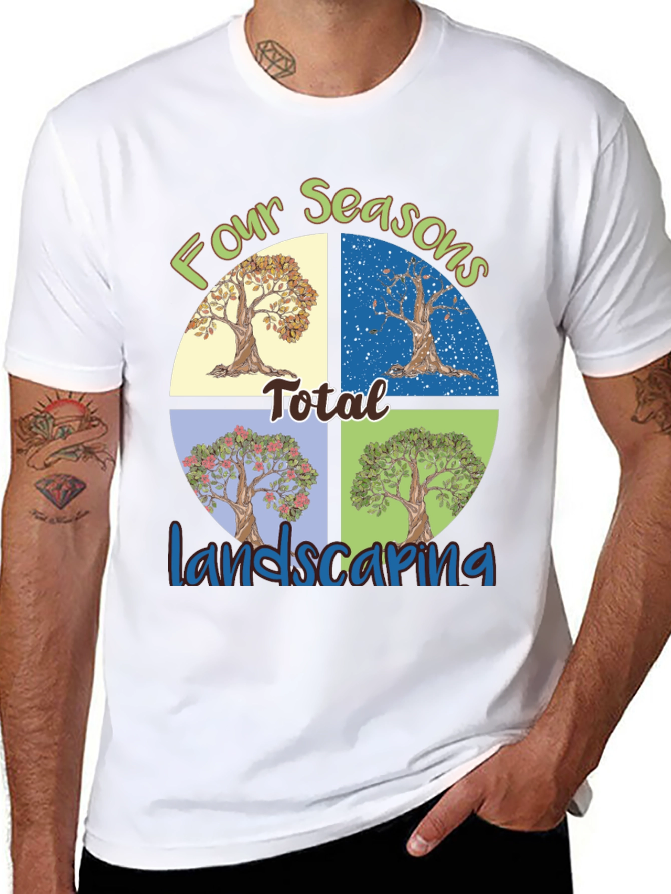 Black Four Seasons Landscaping T-Shirt view 8