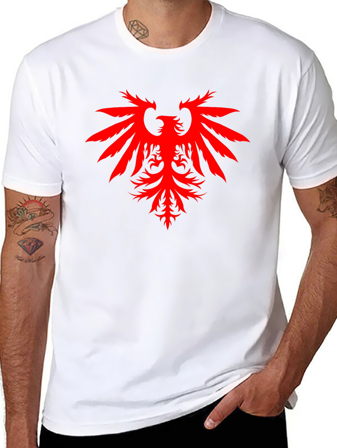 Black Black T-Shirt with Red Eagle Graphic view 8