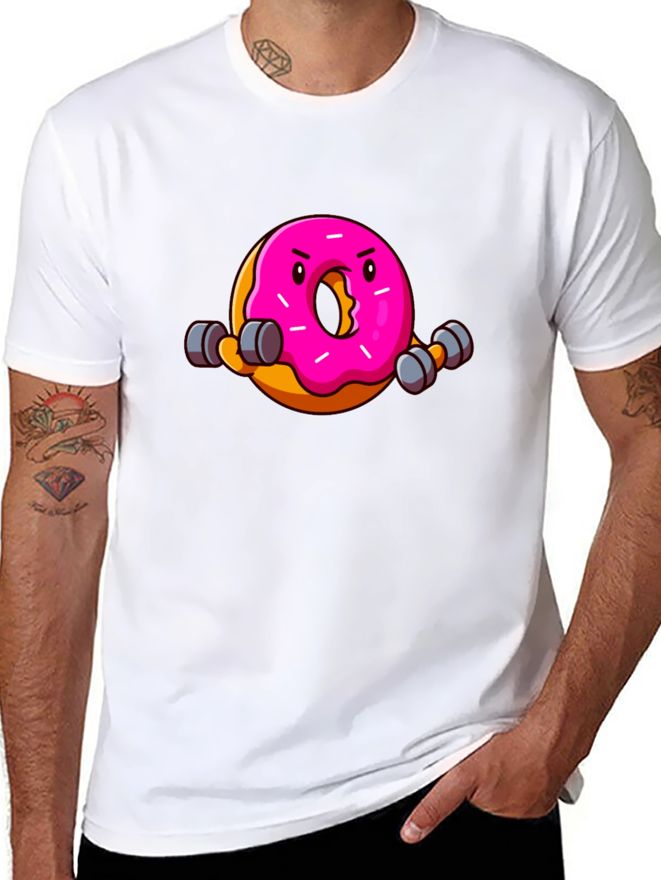 Black Funny Donut Workout Graphic T-Shirt view 8