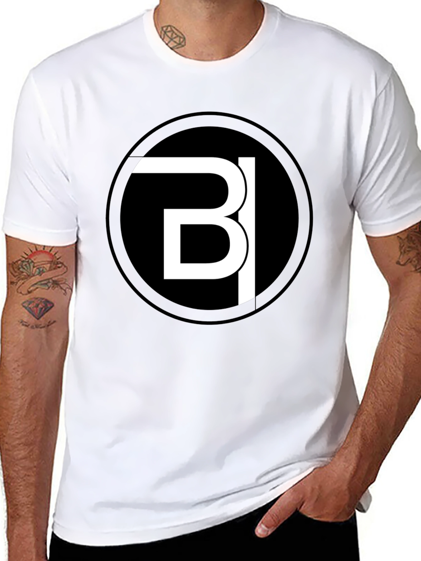 Modern Black Tee with Bold White Logo Design - 8