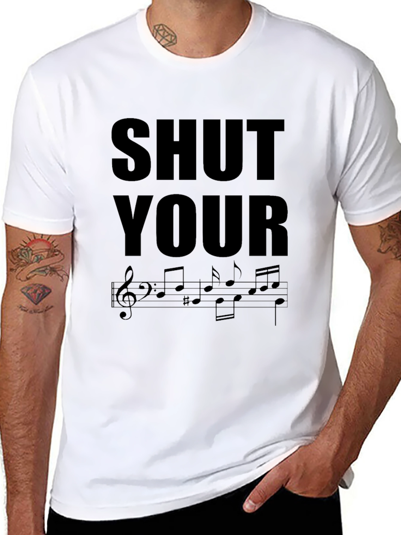 Black Shut Your Notes T-Shirt - Music Pun Tee view 8