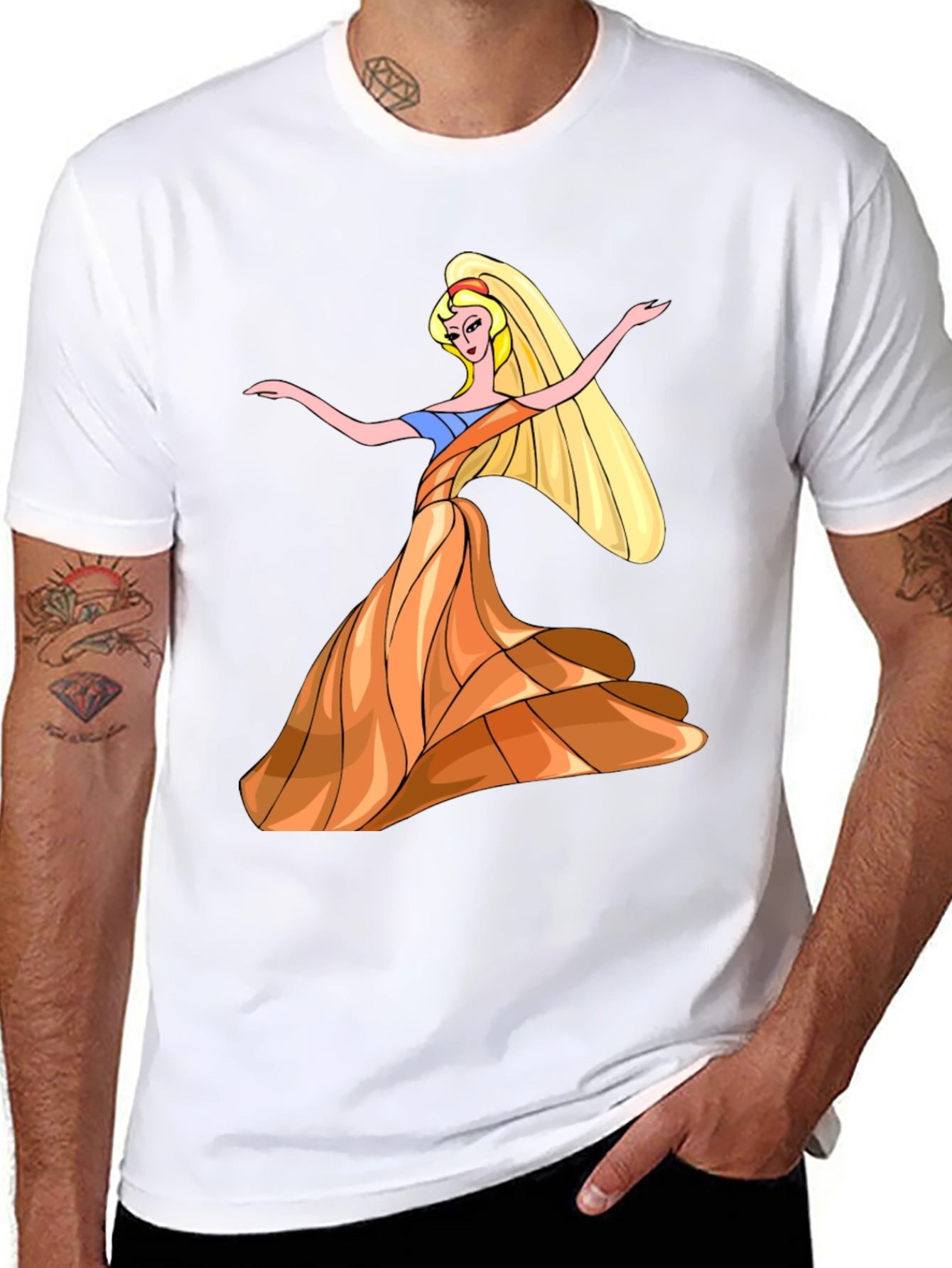Black Princess Cartoon Graphic T-Shirt view 8