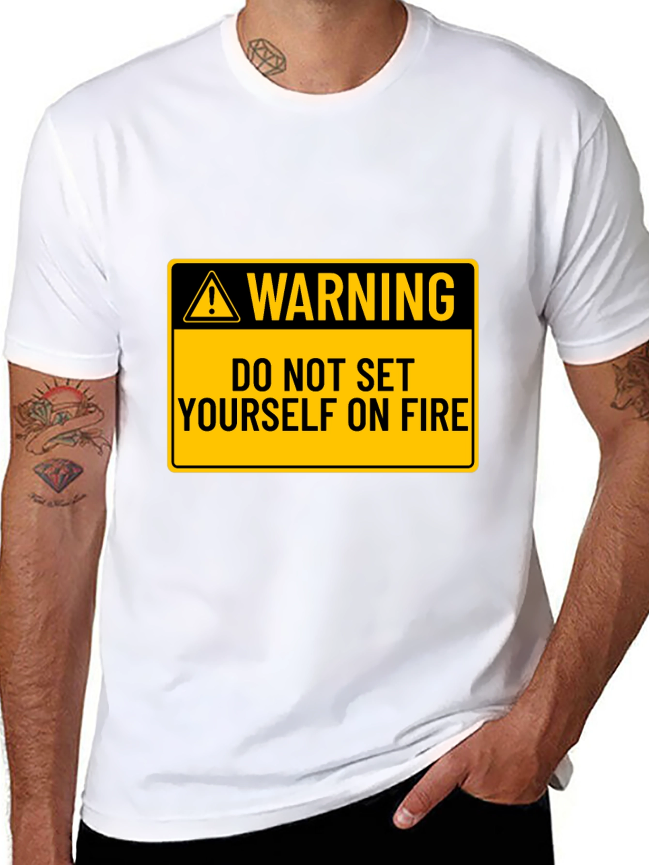 Black Warning: Do Not Set Yourself on Fire Black T-Shirt view 8
