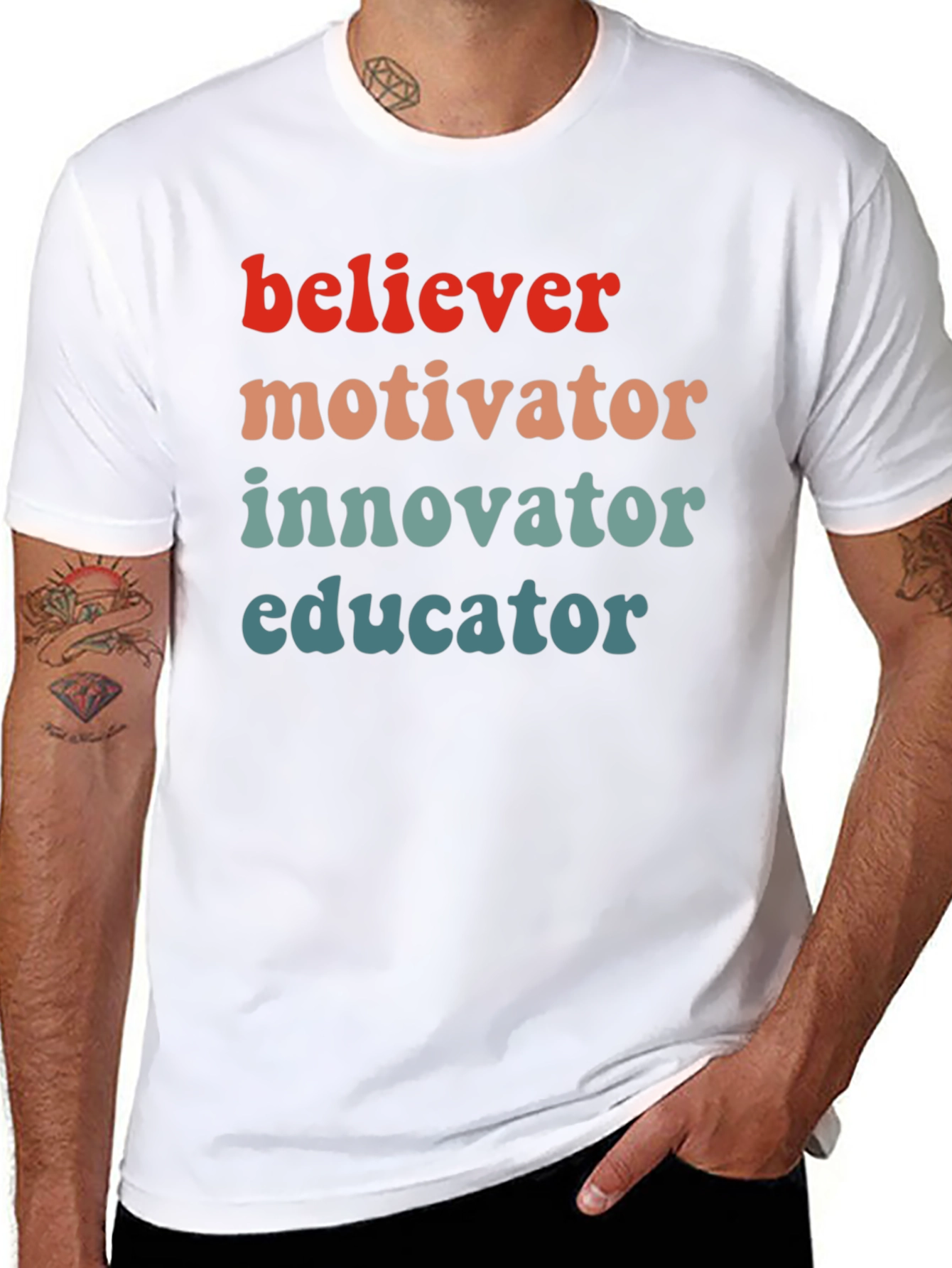 Black Believer Motivator Educator Graphic Tee view 8