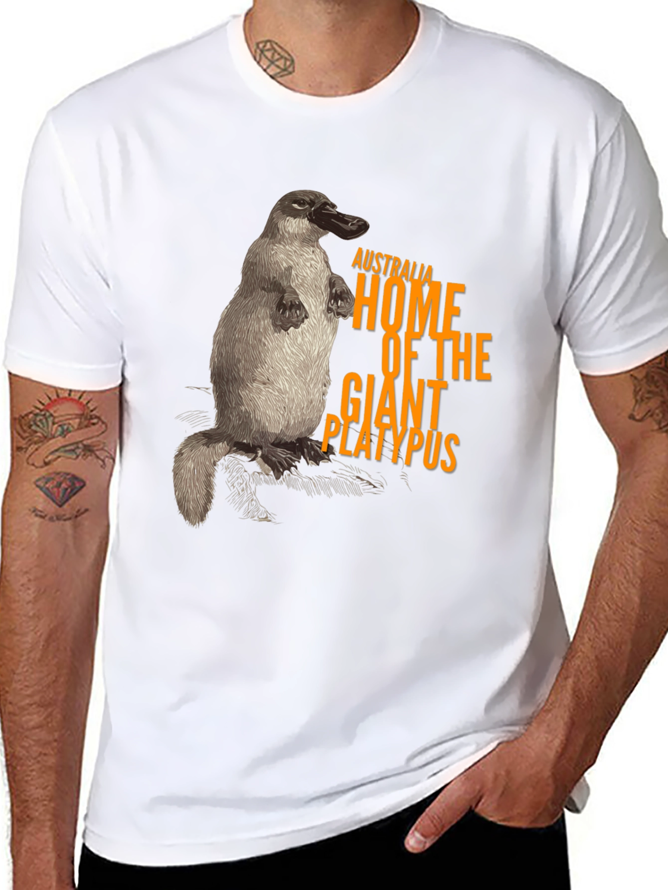 Black Australia Giant Platypus Graphic Tee - Black view 8